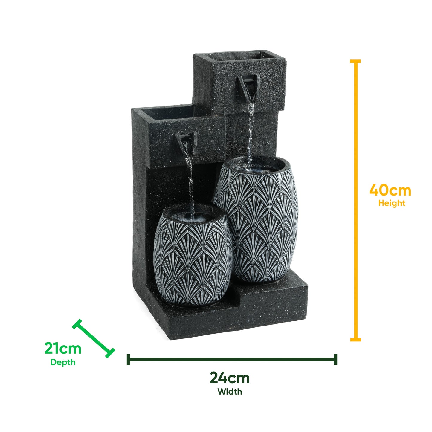 Solar Water Feature Vase with Battery Back-up