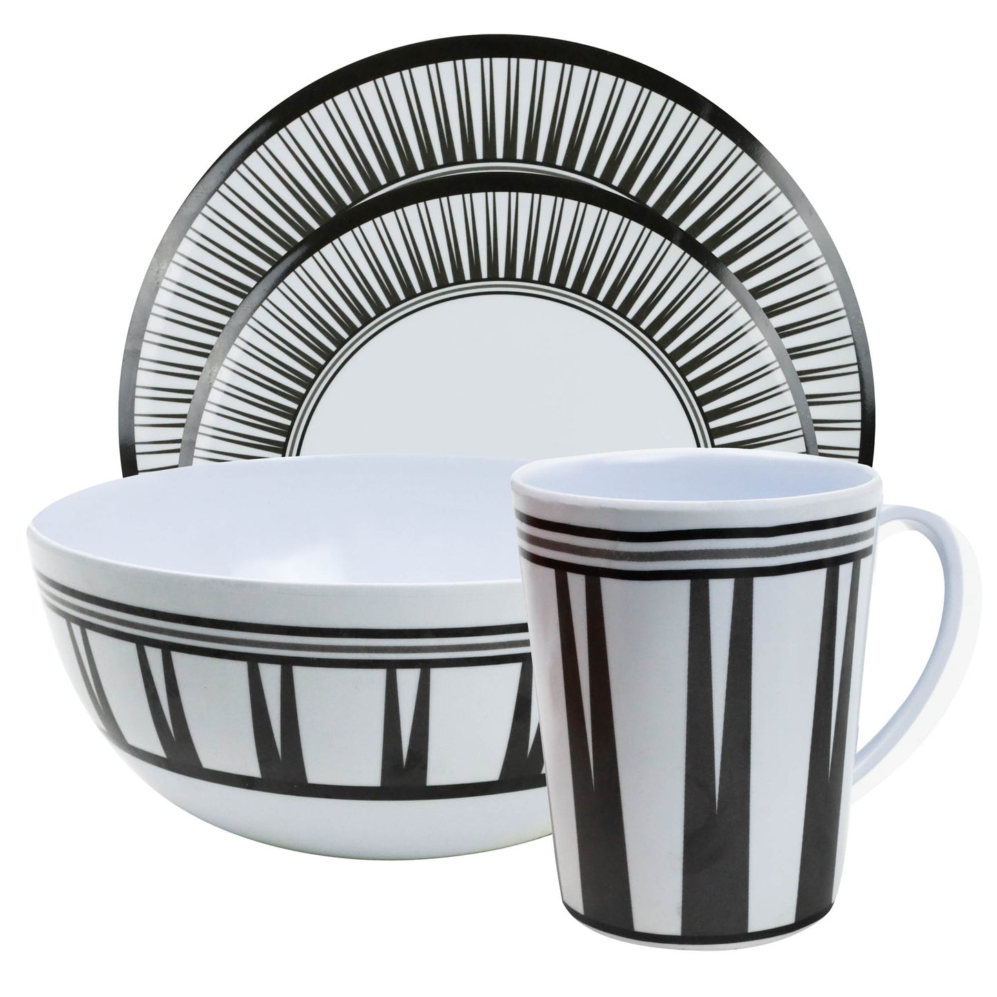 16 Piece Melamine Dinner Set - Stripe