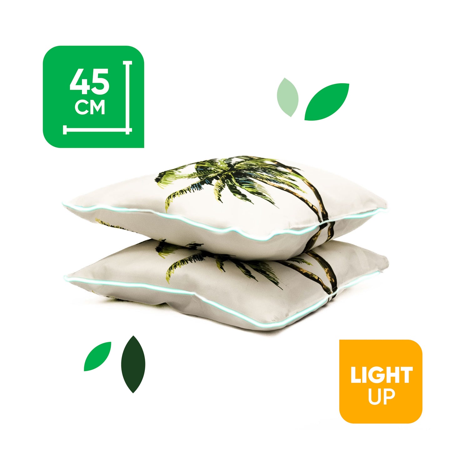 Outdoor Pair Of Scatter Cushions - Light Up Palm