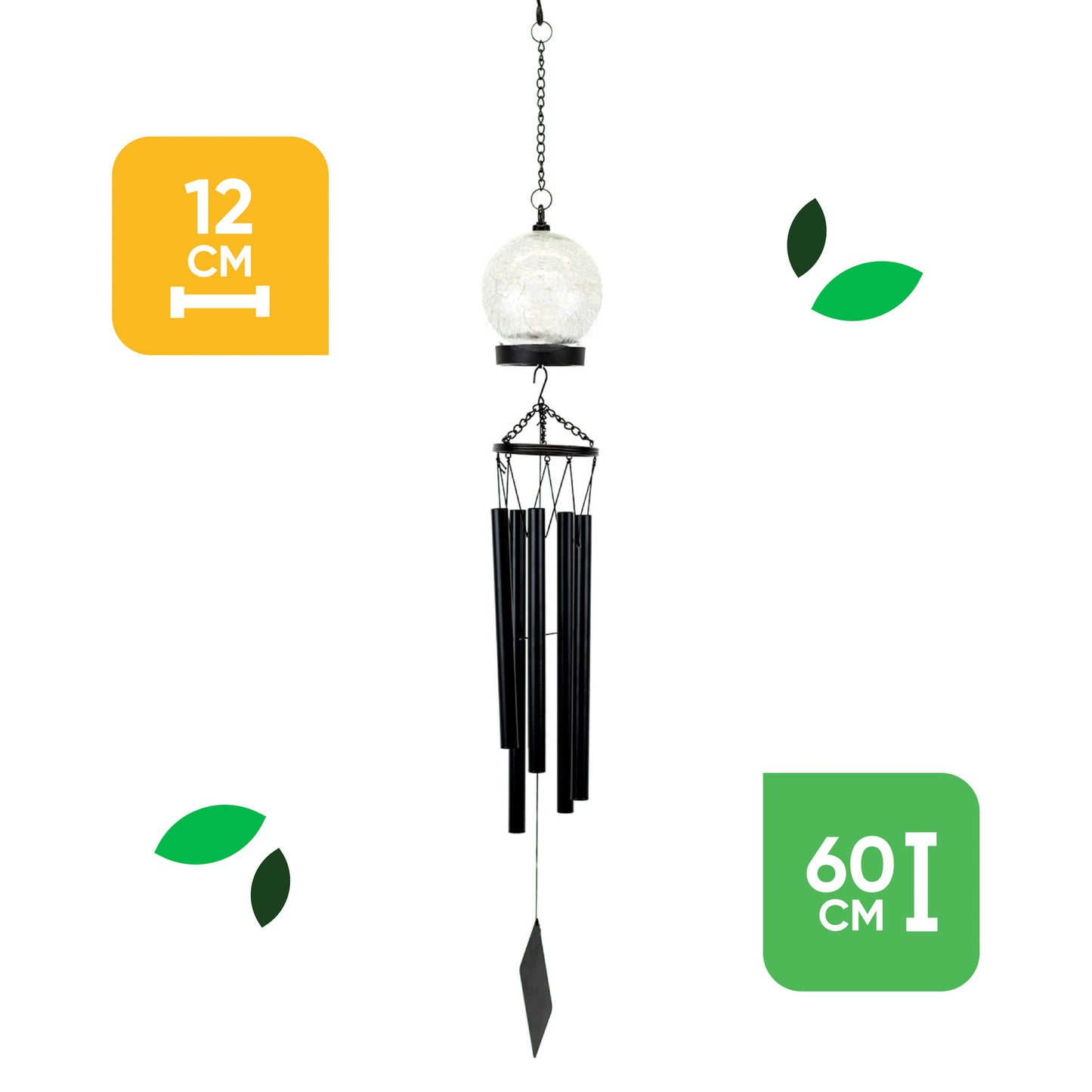 Solar LED Crackle With Wind Chime