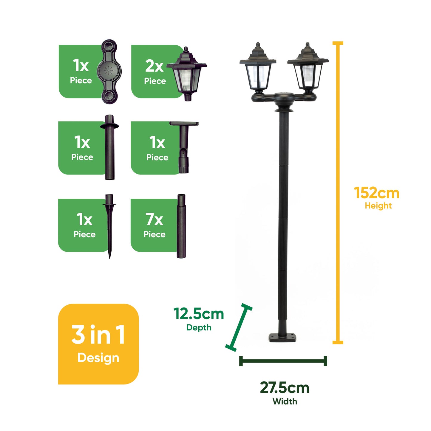 3-in-1 Solar Double Headlamp