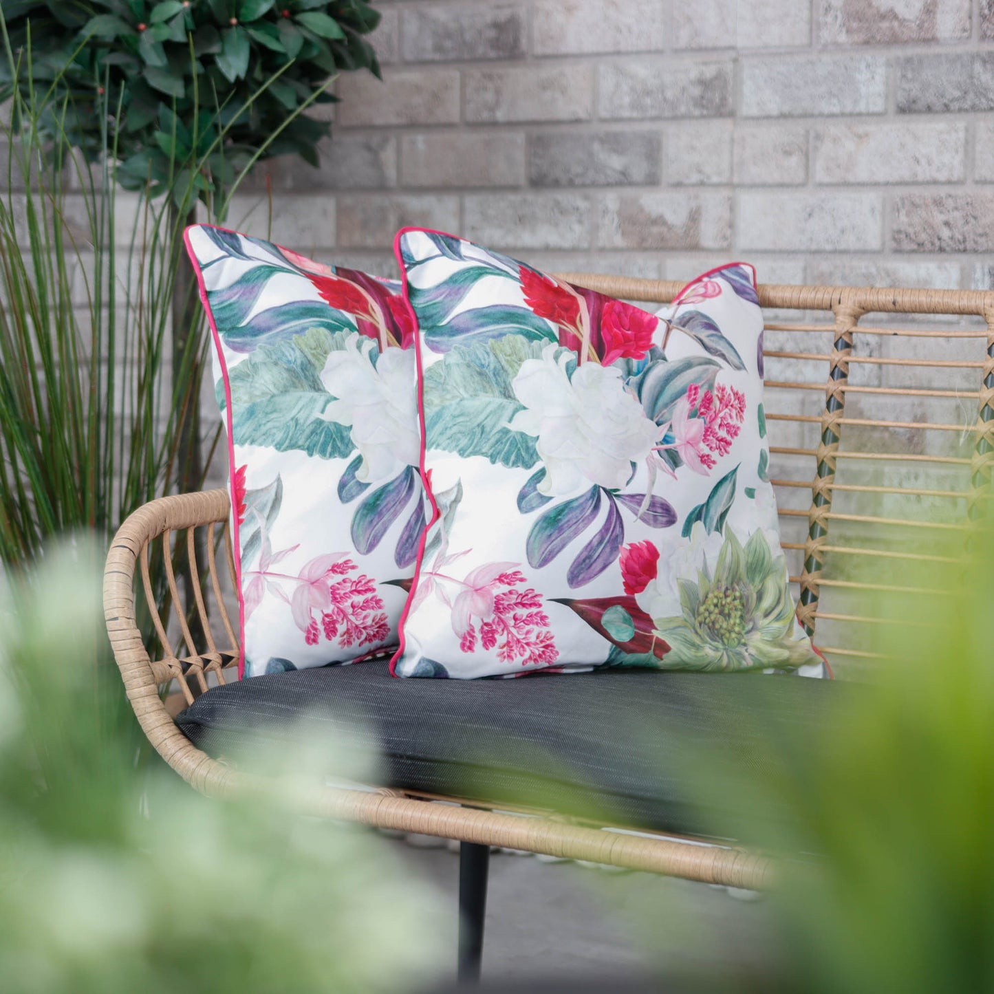 Pair of Bouquet Scatter Cushions With Trimming