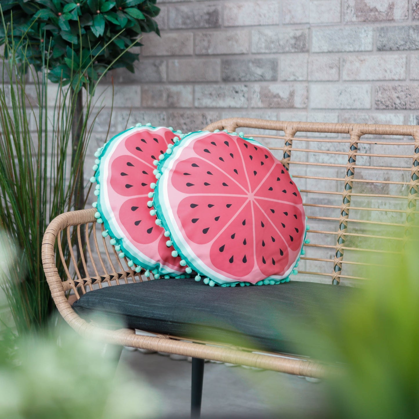 Outdoor Pair Of Scatter Cushions - Watermelon