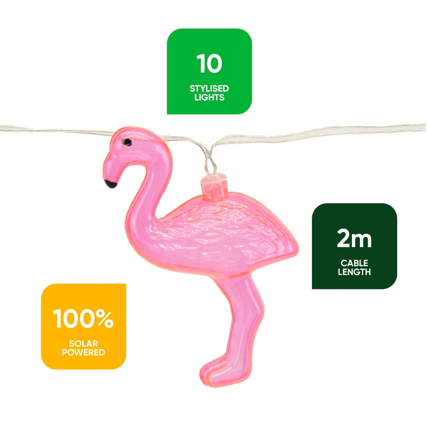 Solar Flamingo LED String Lights