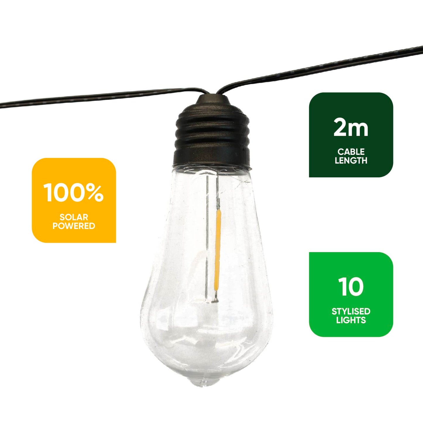 Solar Filament LEB Bulb String Lights