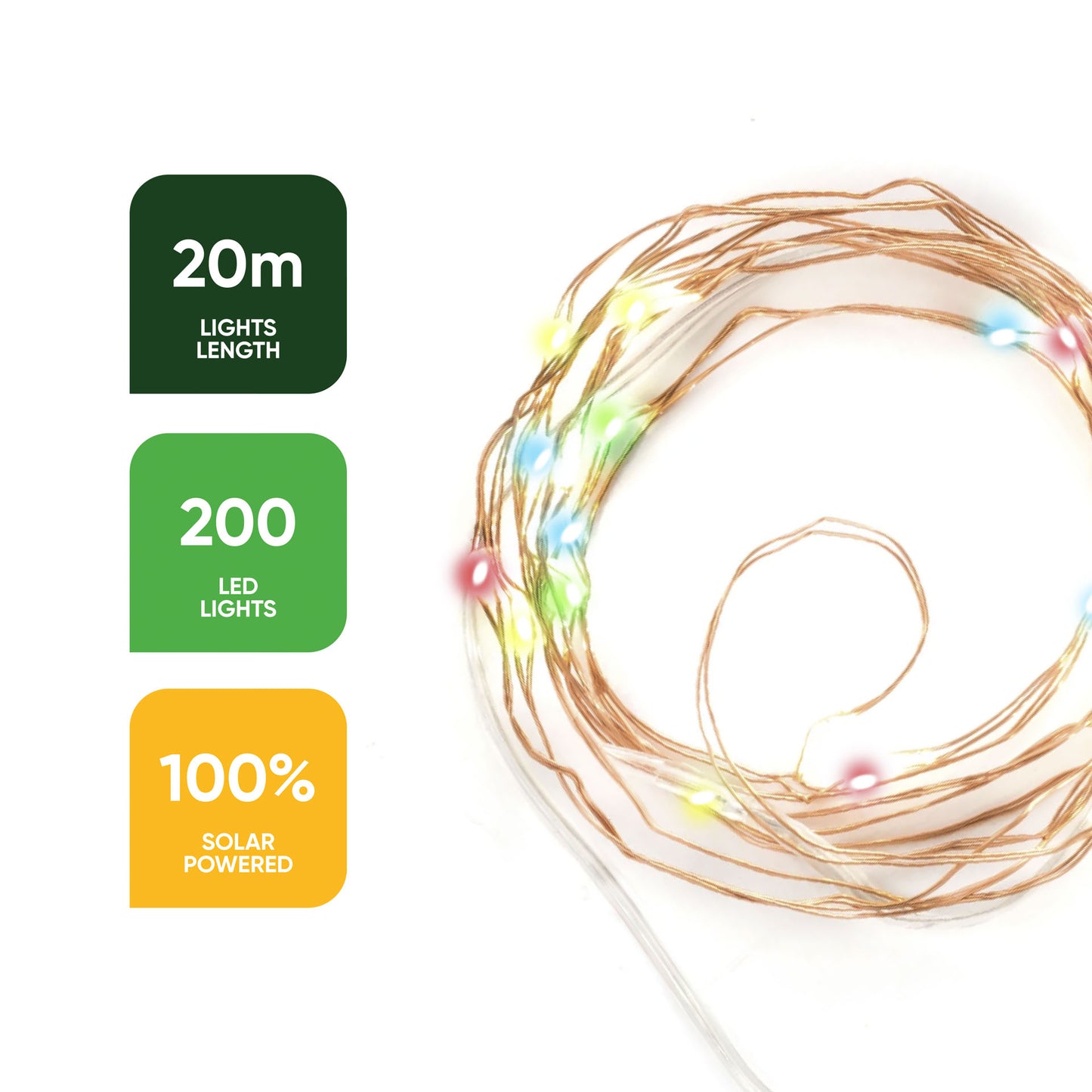 Solar Copper String Light-Multi Color LED