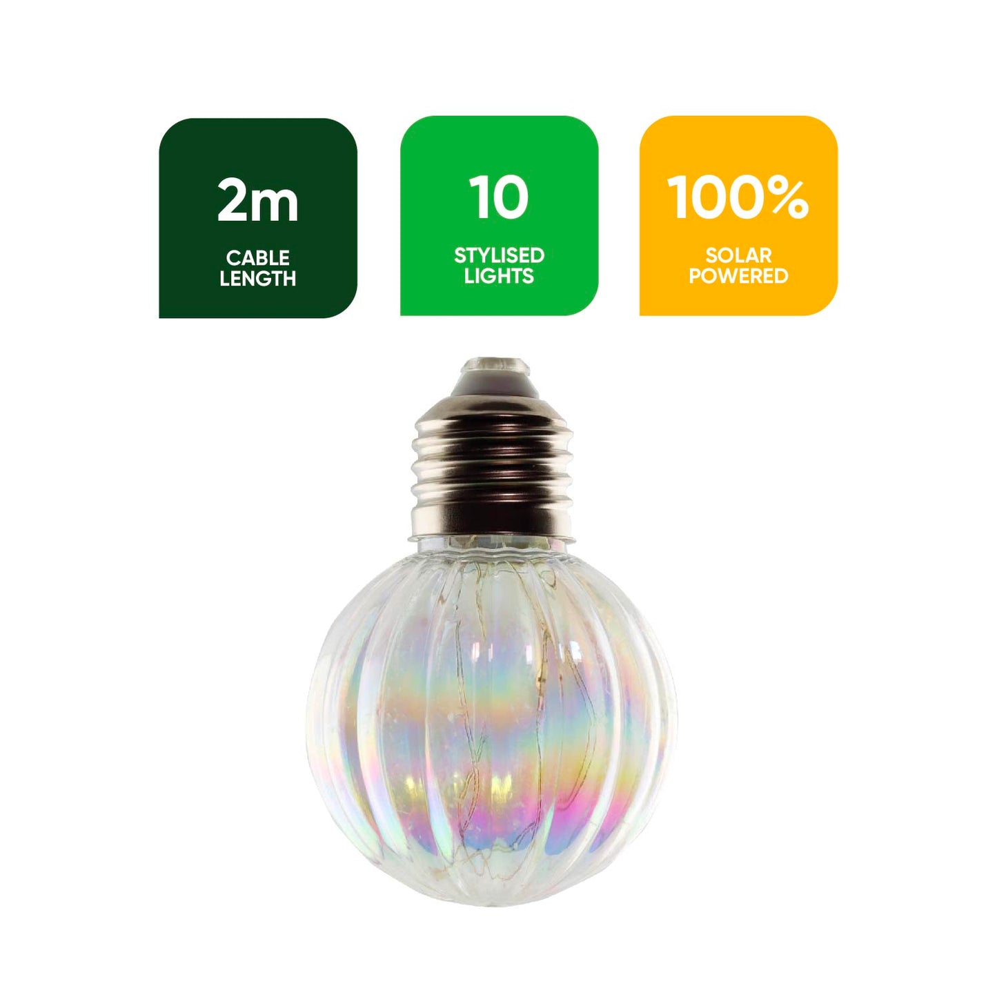 Solar Iridescent LED Bulb String Lights