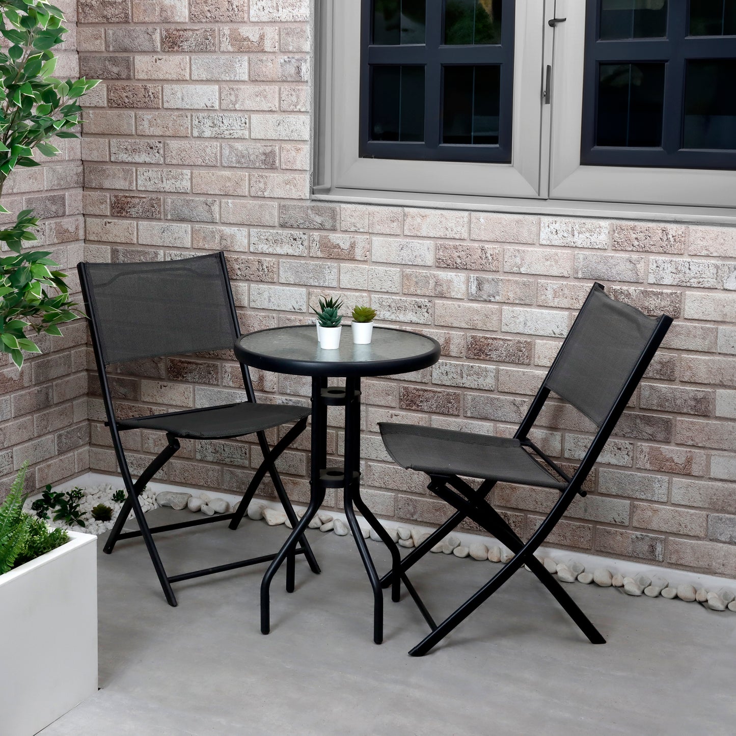 3 Piece Grey Folding Bistro Set