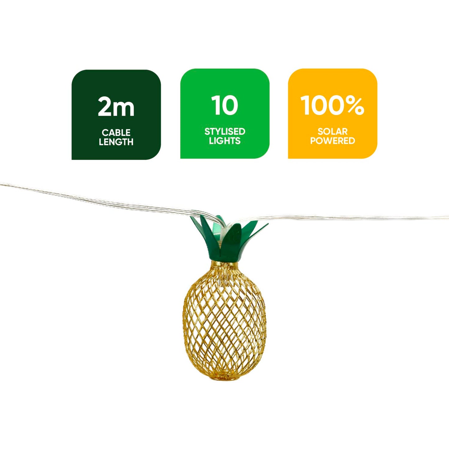 Solar Pineapple Lantern LED String Lights