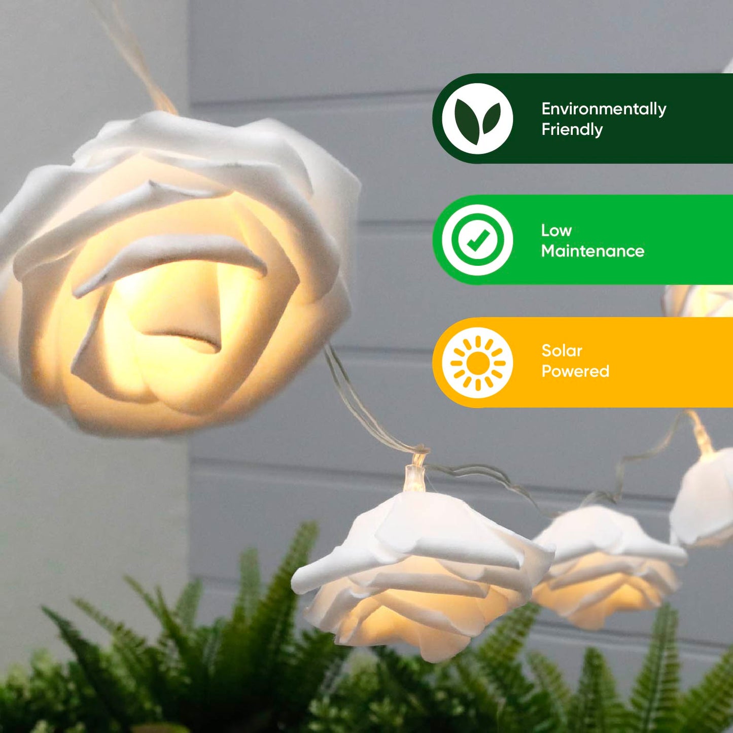 Solar Rose Flower LED String Lights