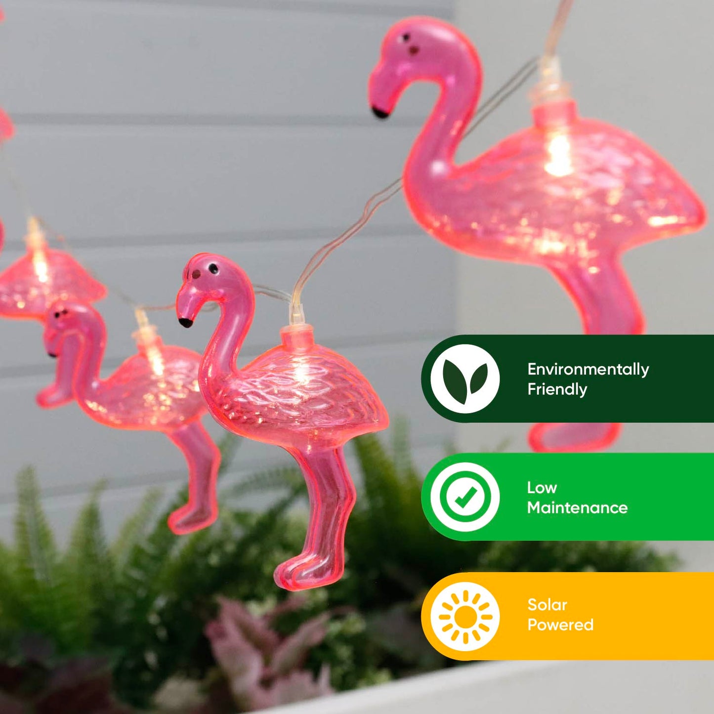 Solar Flamingo LED String Lights