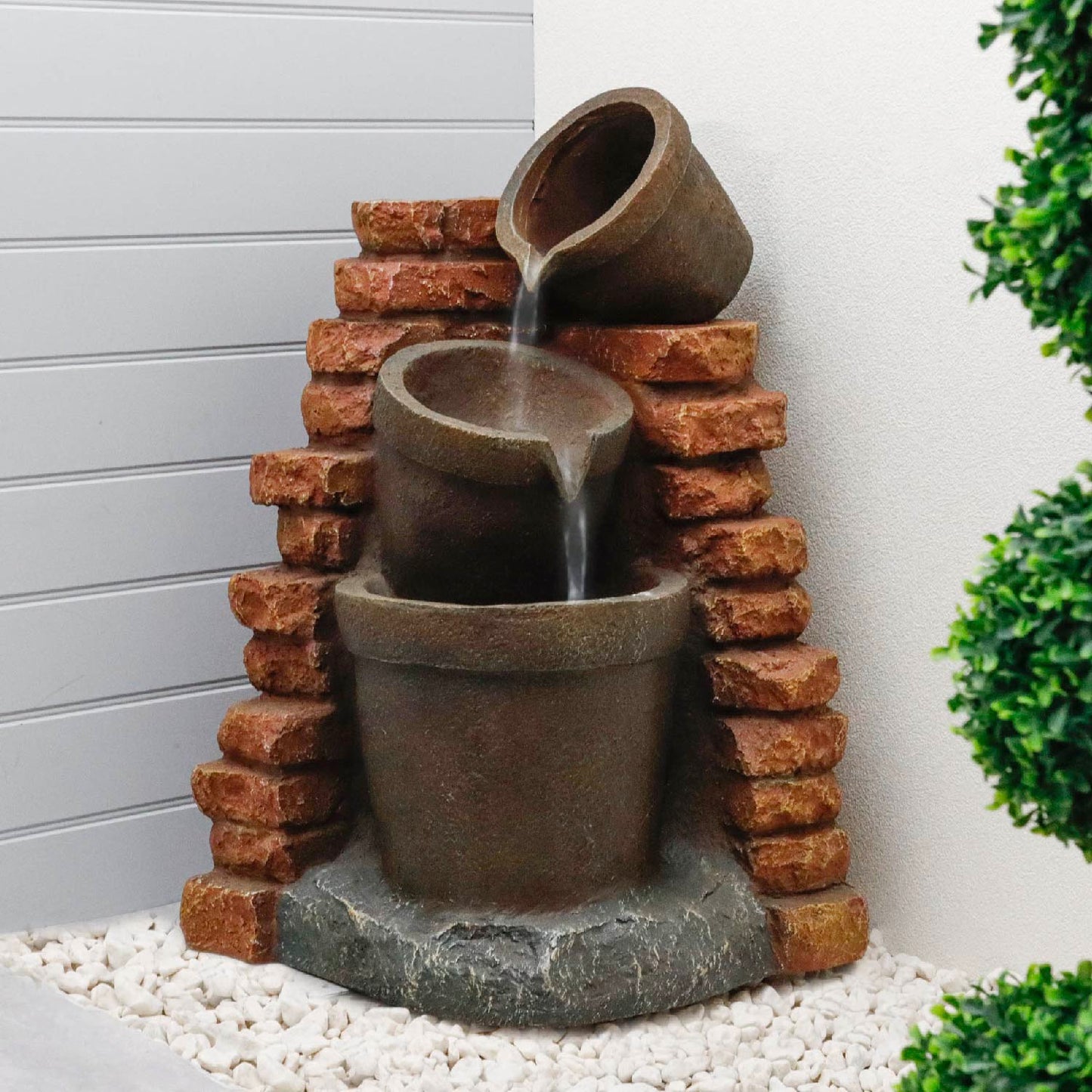 Solar Powered Water Feature - Corner Brick Wall