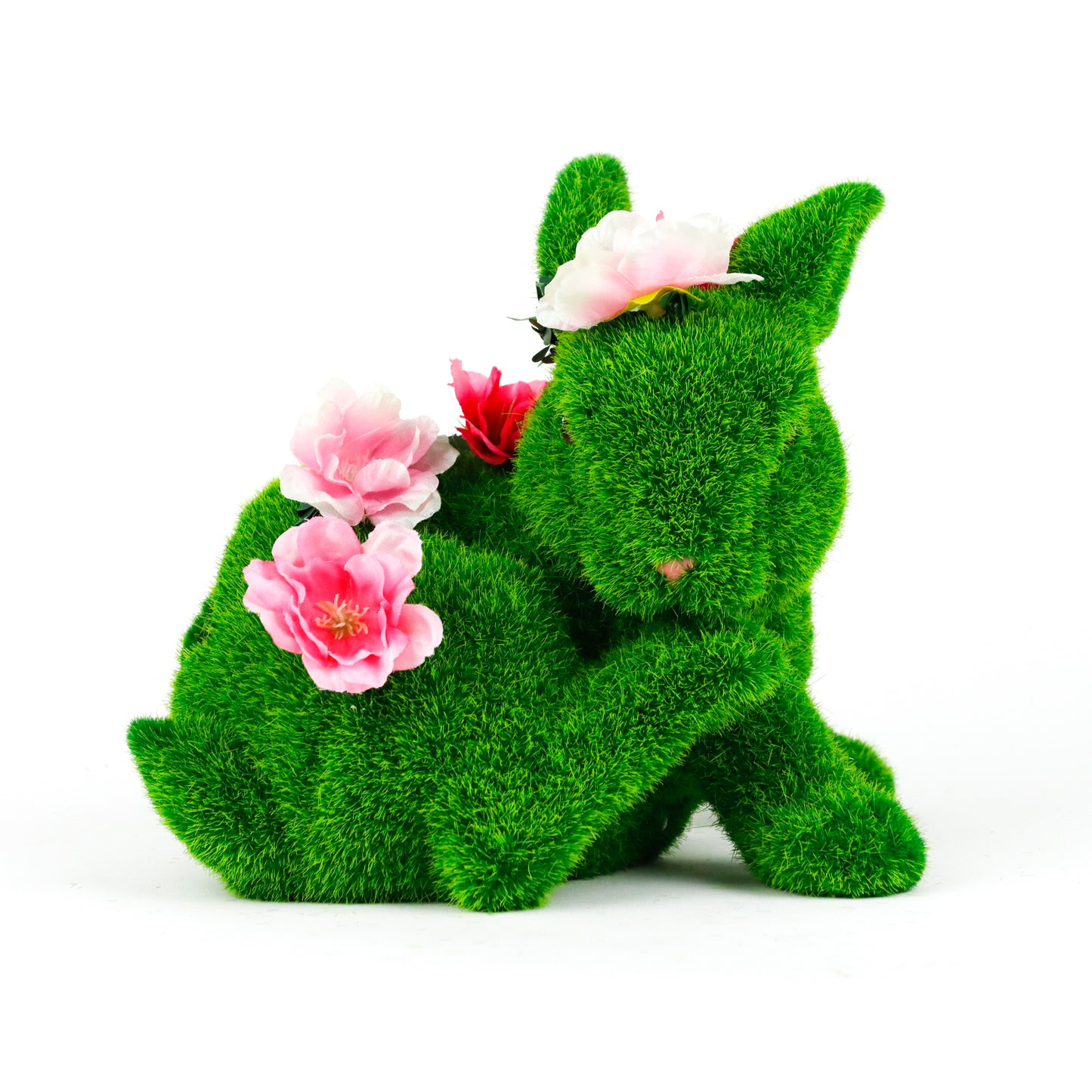 Solar Powered Sitting Rabbit with Multiple Flowers