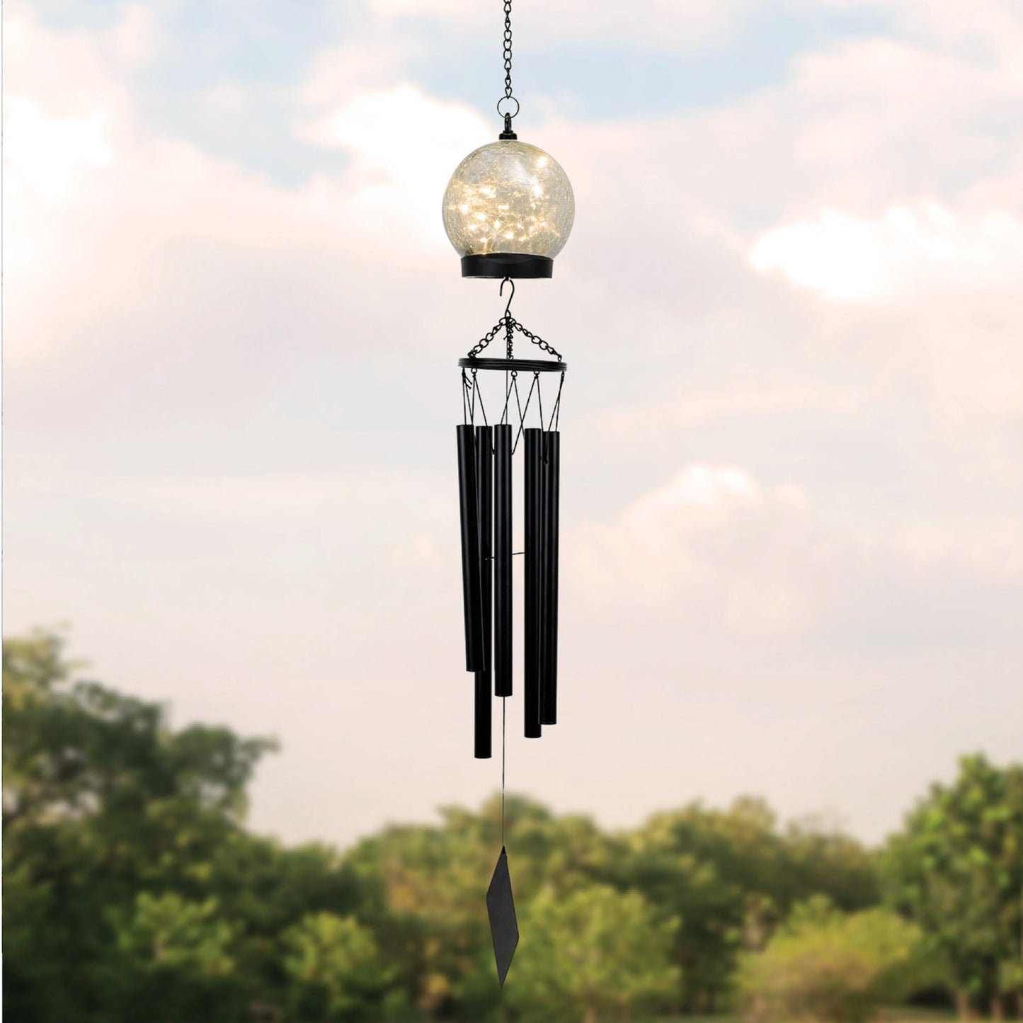 Solar LED Crackle With Wind Chime