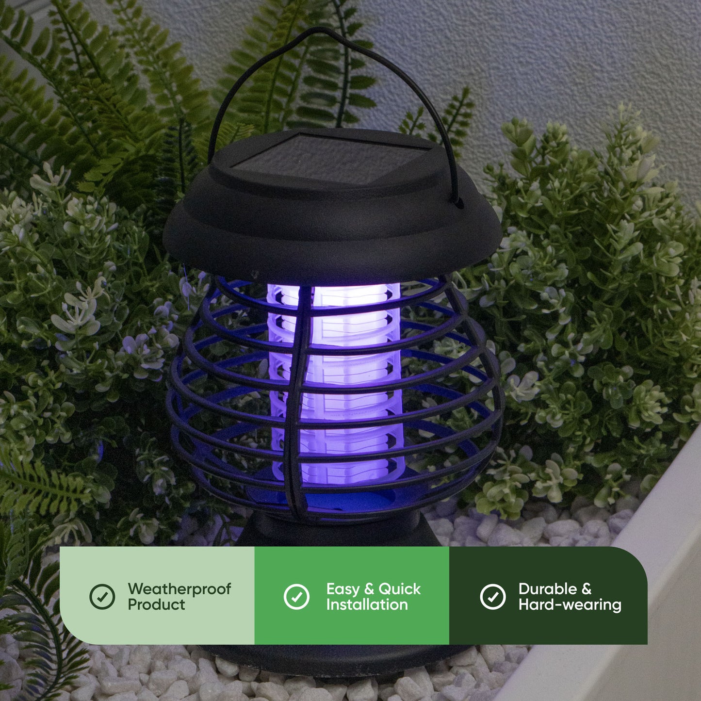 2-in-1 Solar Yellow Flame/Bug Zapper Lantern