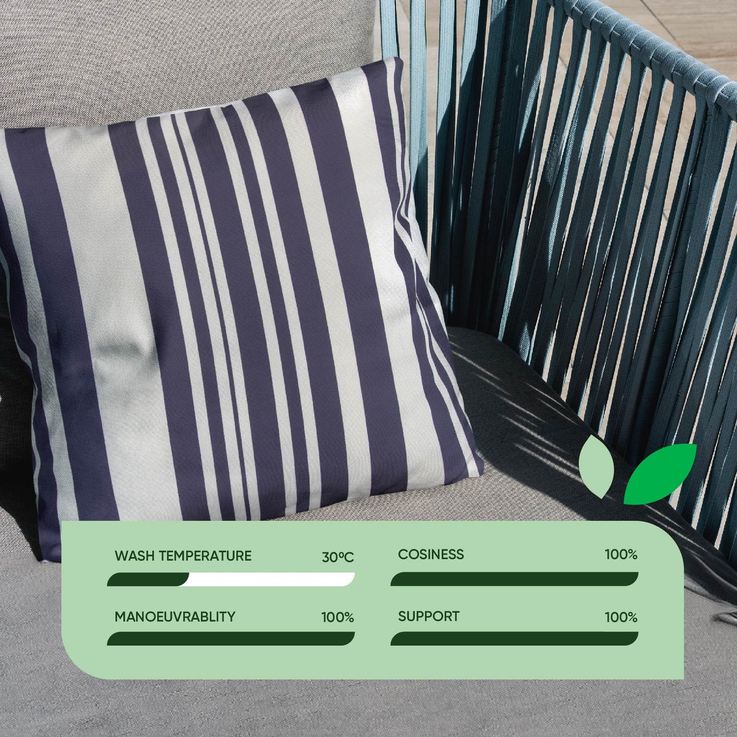 Pair of Blue Stripe Scatter Cushions