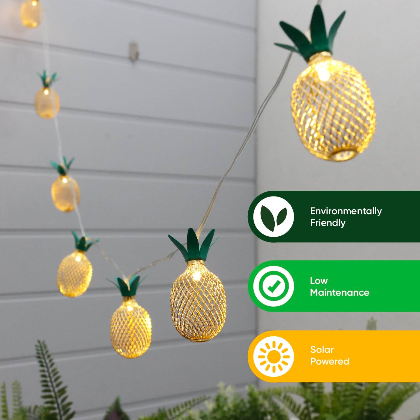 Solar Pineapple Lantern LED String Lights