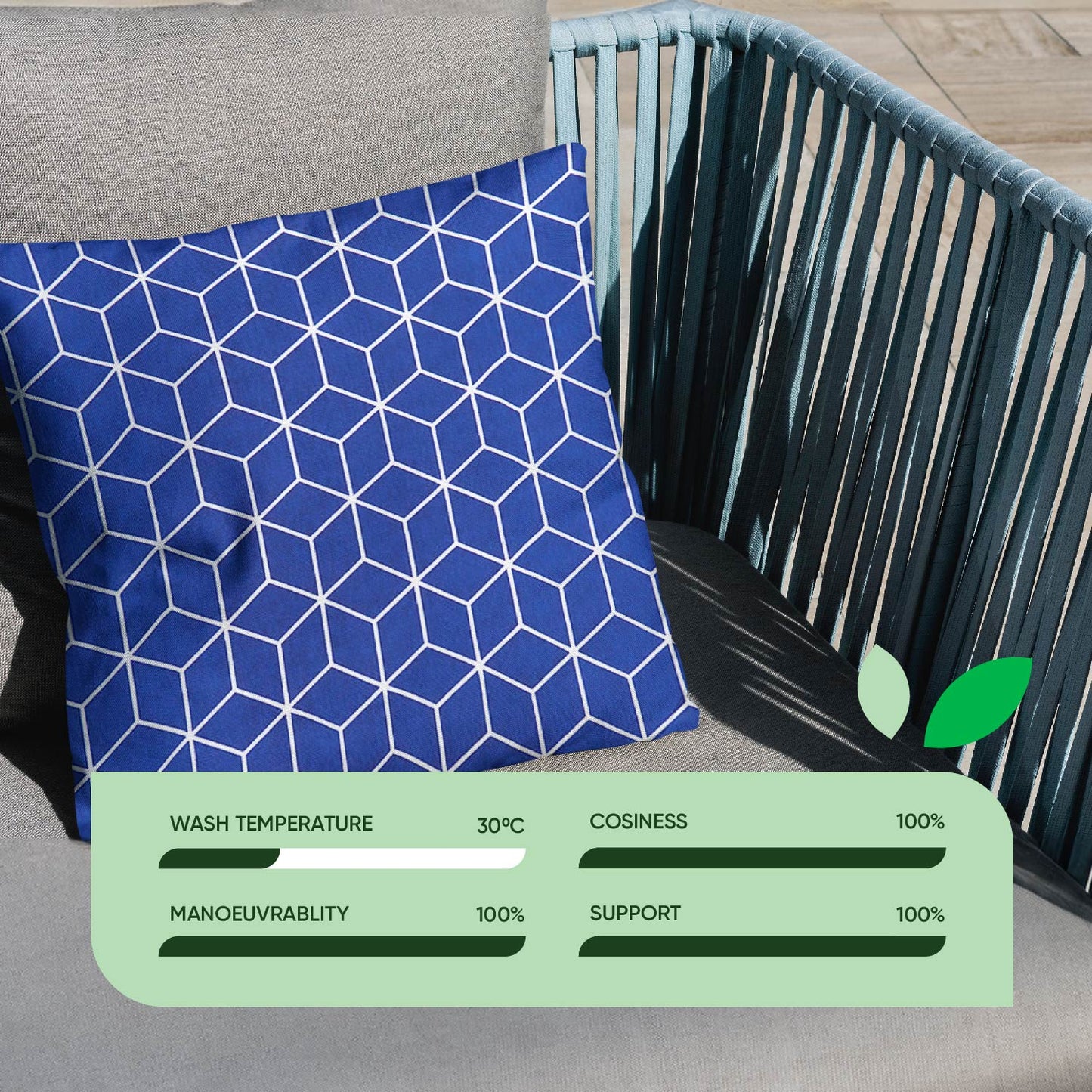 Outdoor Pair Of Scatter Cushions - Blue Cube