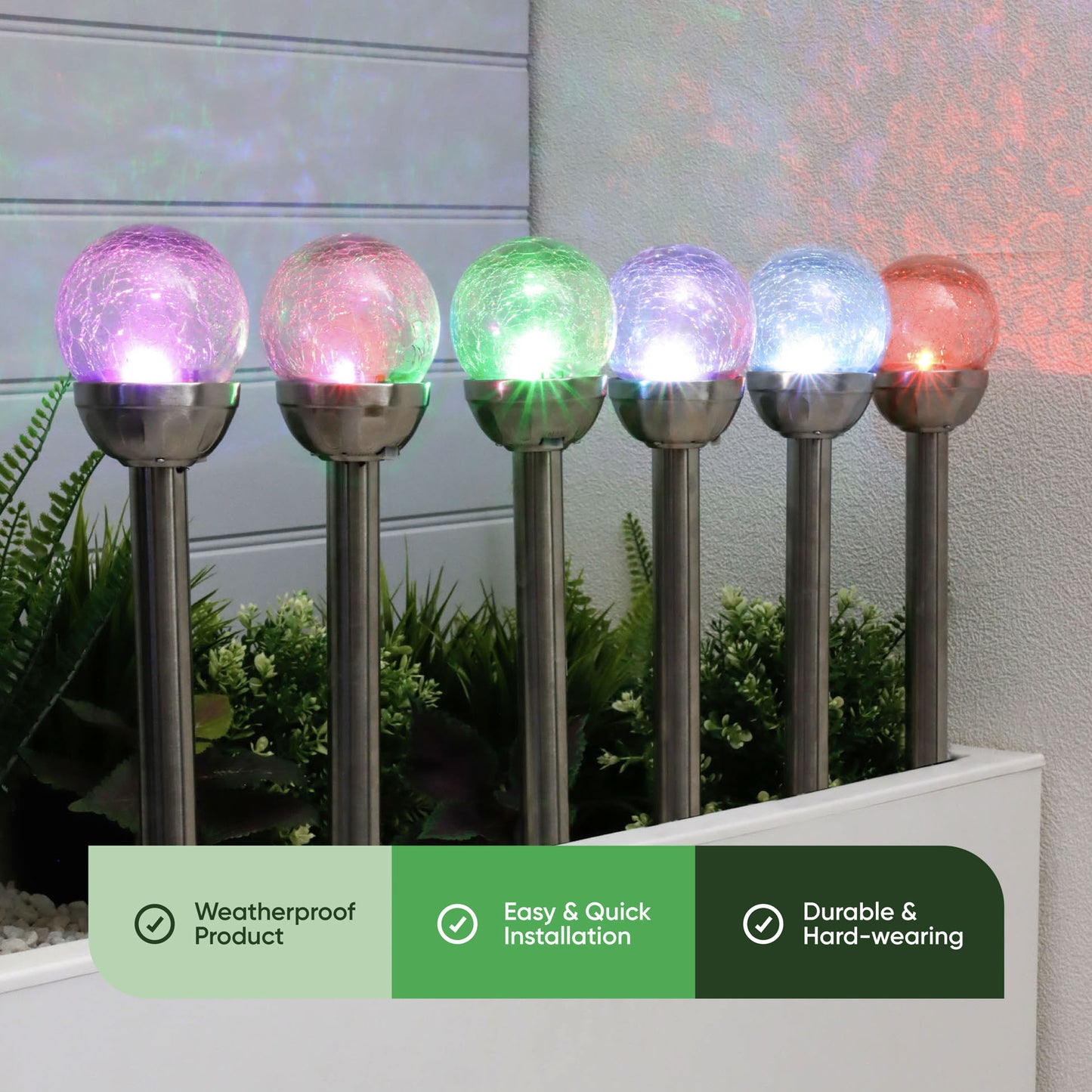 Crackle Glass Ball Stake Solar LED Light