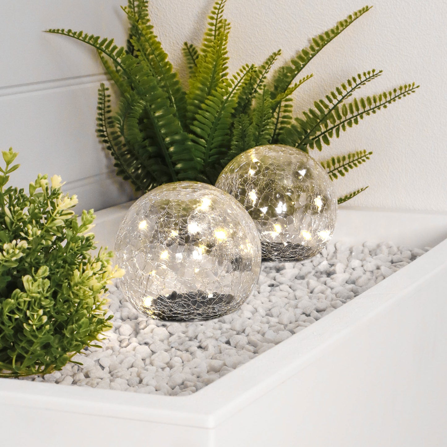 Pair of Solar Powered LED Crackle Balls