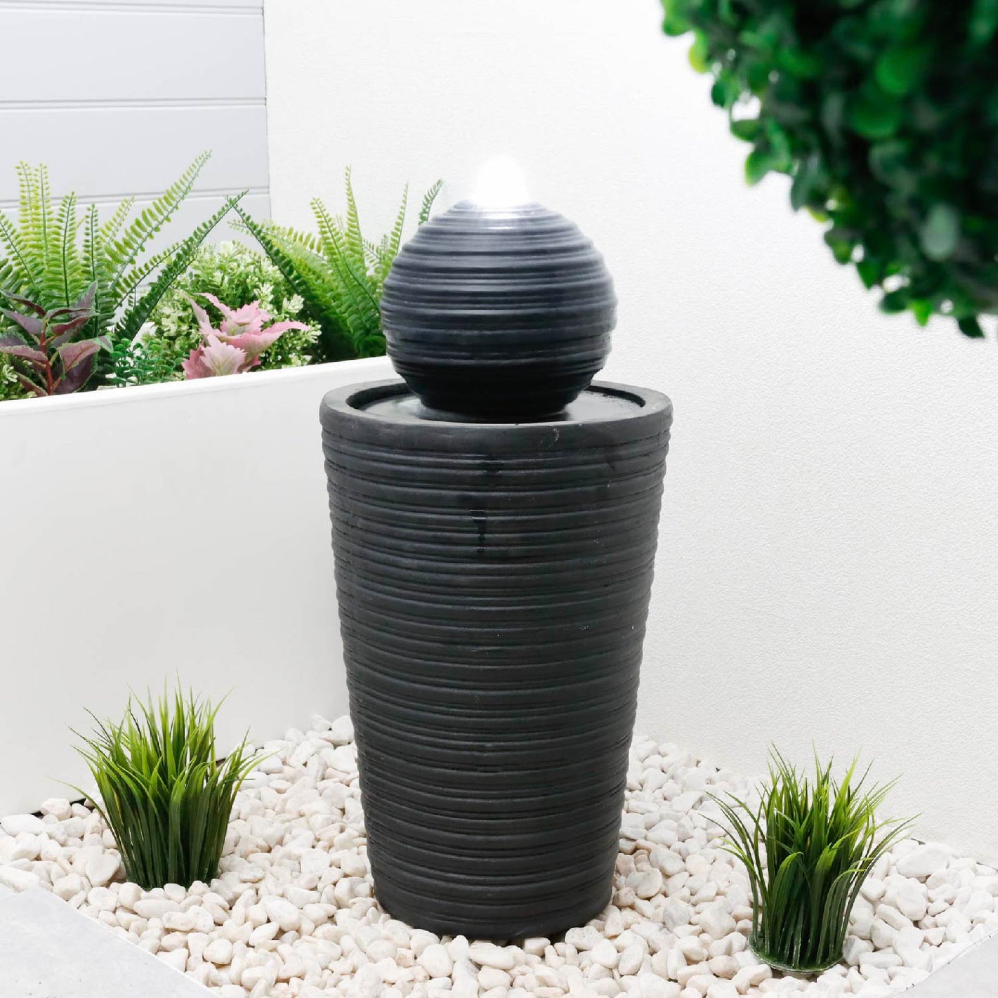 Solar-Powered Water Feature - Round Ball & Plinth