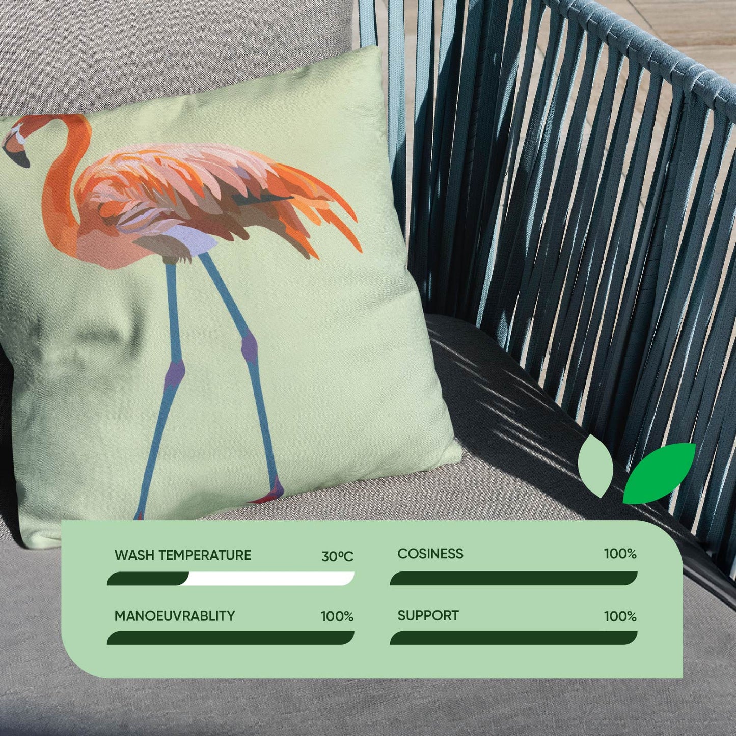 Outdoor Pair Of Scatter Cushions - Solo Flamingo