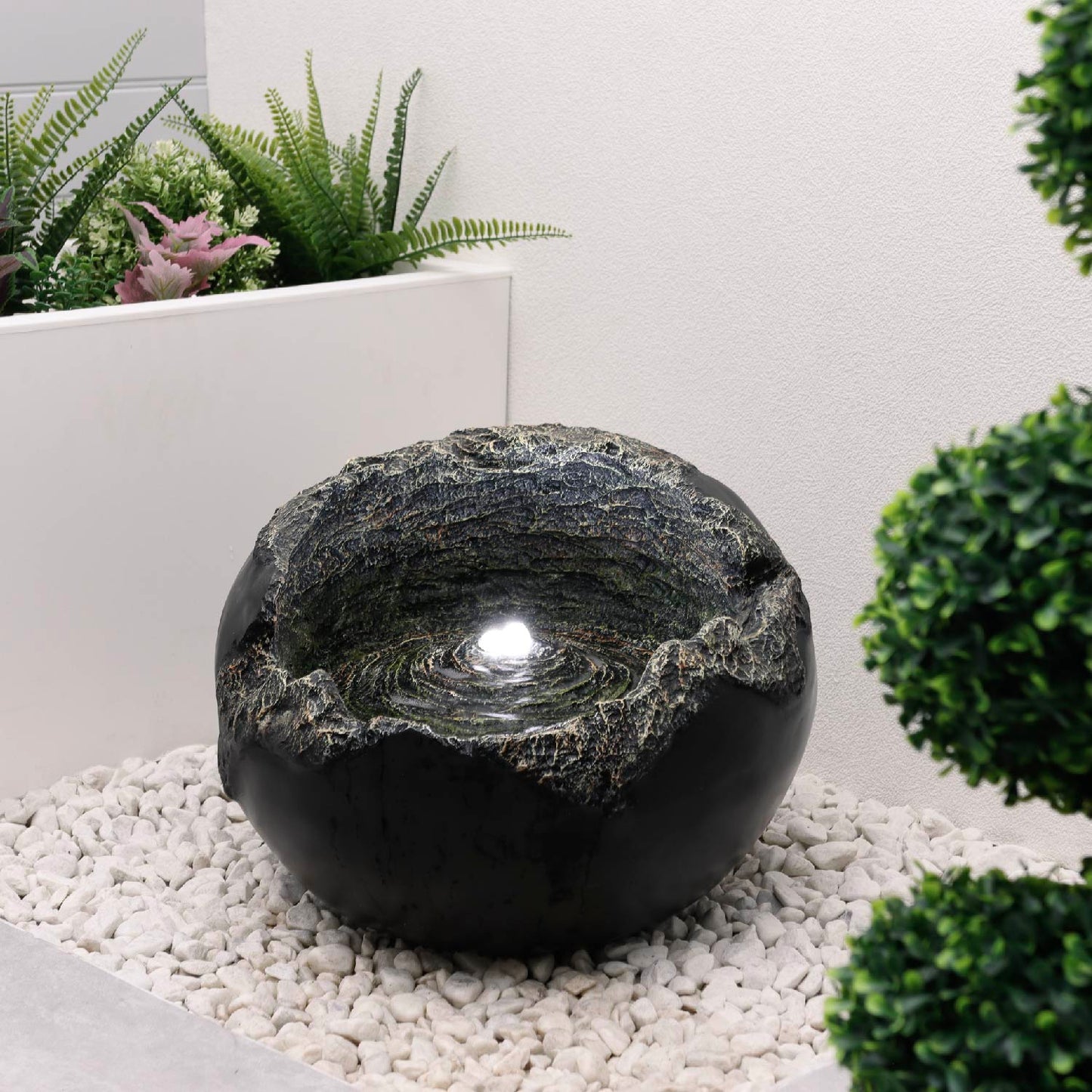 Solar Powered Water Feature - Rock Bowl