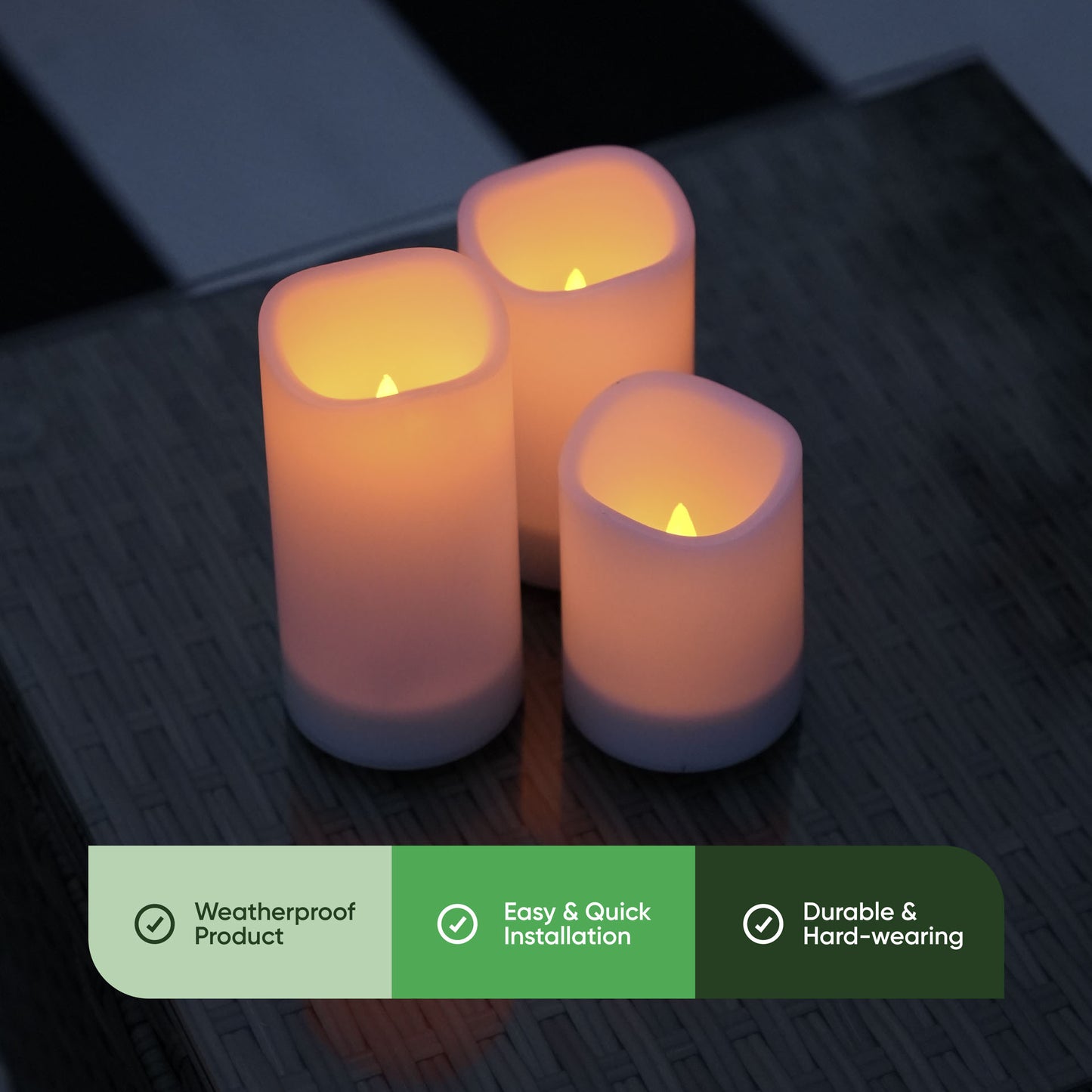 Solar LED Candle Set (3 Piece Set)