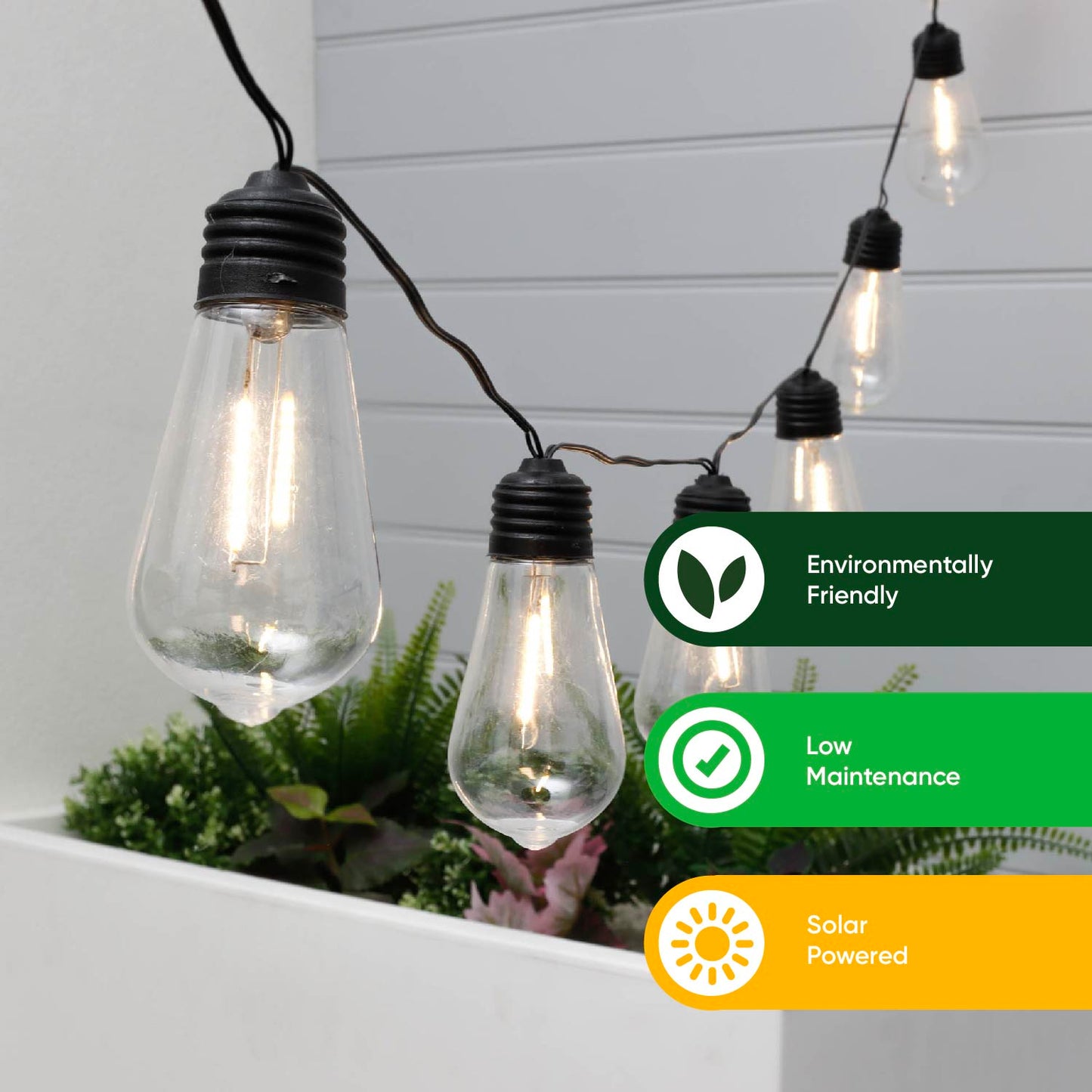 Solar Filament LEB Bulb String Lights