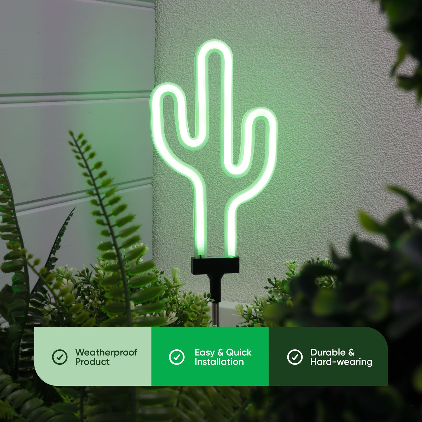 Solar Neon-Effect Cactus Stake Light