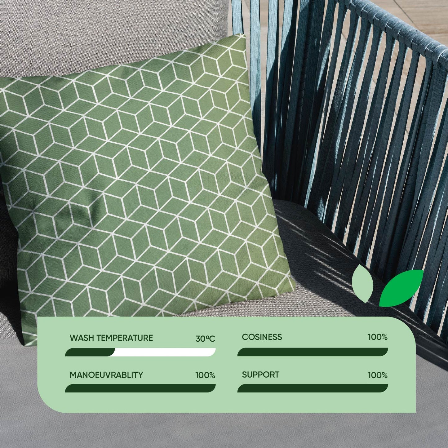 Outdoor Pair Of Scatter Cushions - Green Cube