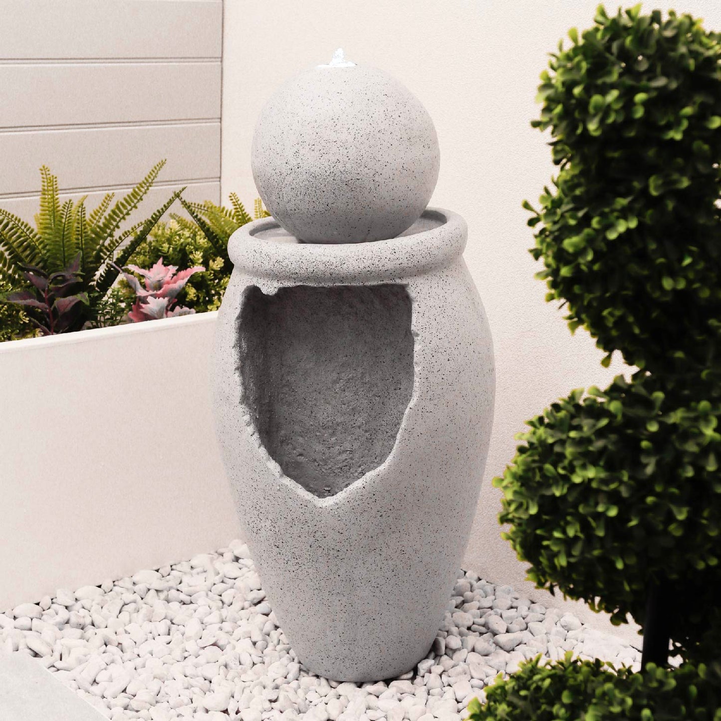 Orb On Vase Solar Water Feature