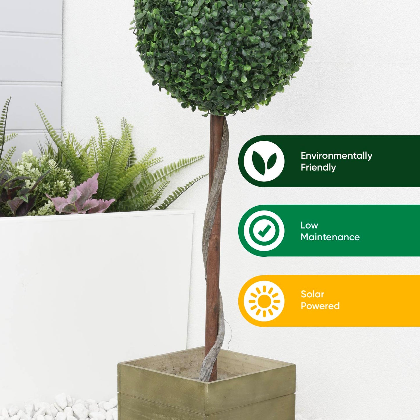 Solar Single Bay Ball Tree In Pot