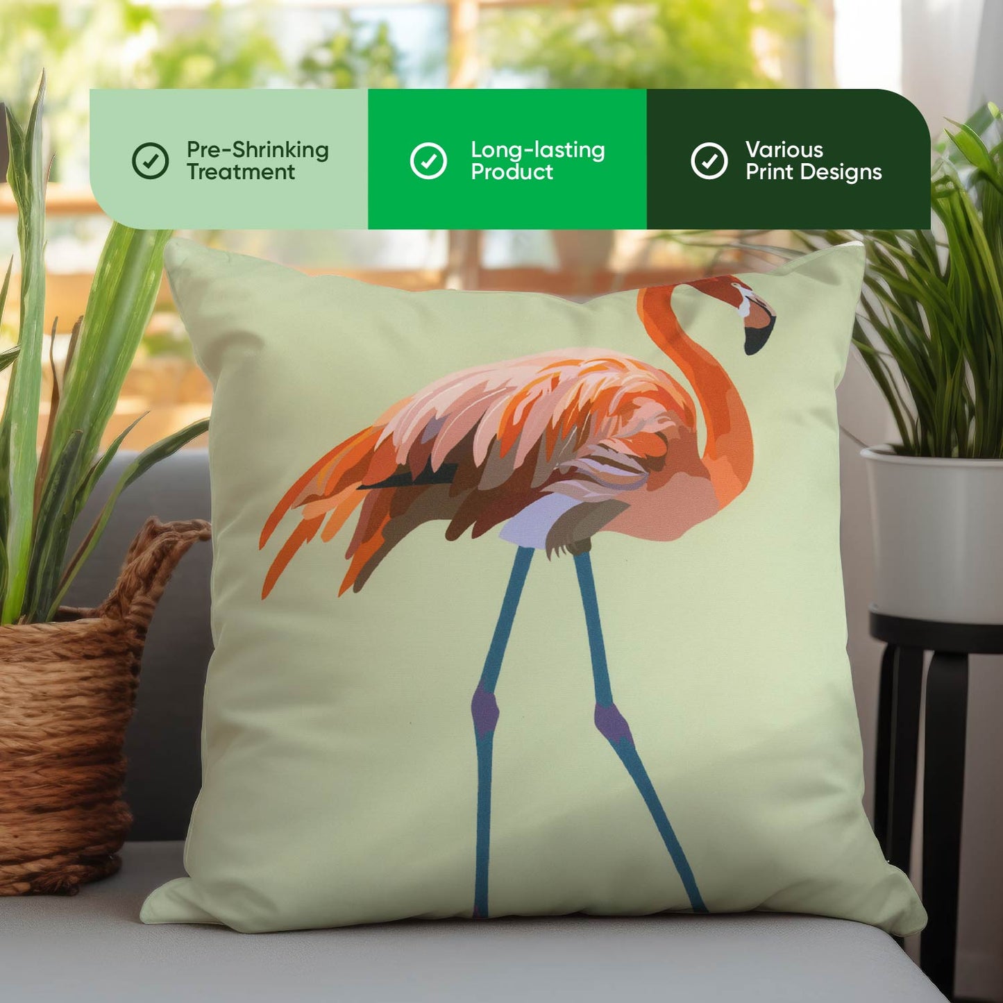 Outdoor Pair Of Scatter Cushions - Solo Flamingo