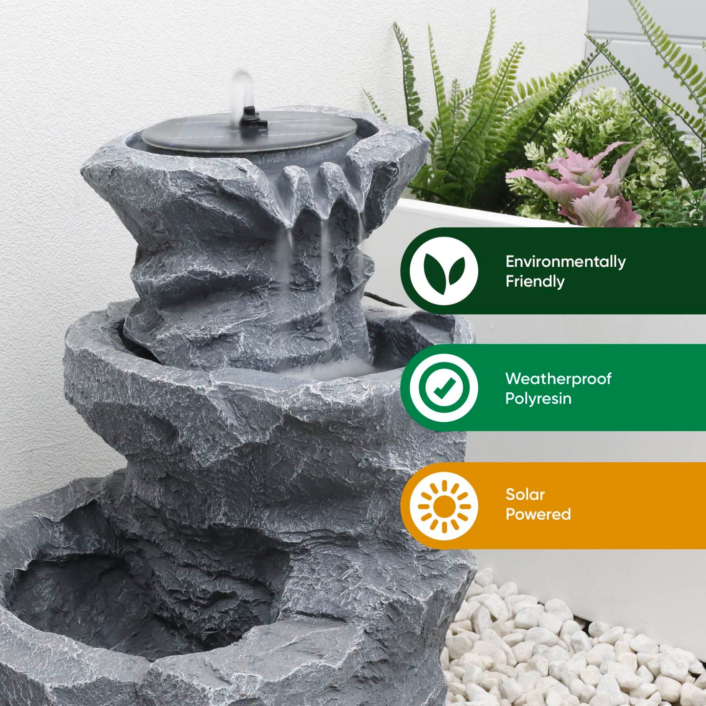 Solar Powered Water Feature - Rock Planter