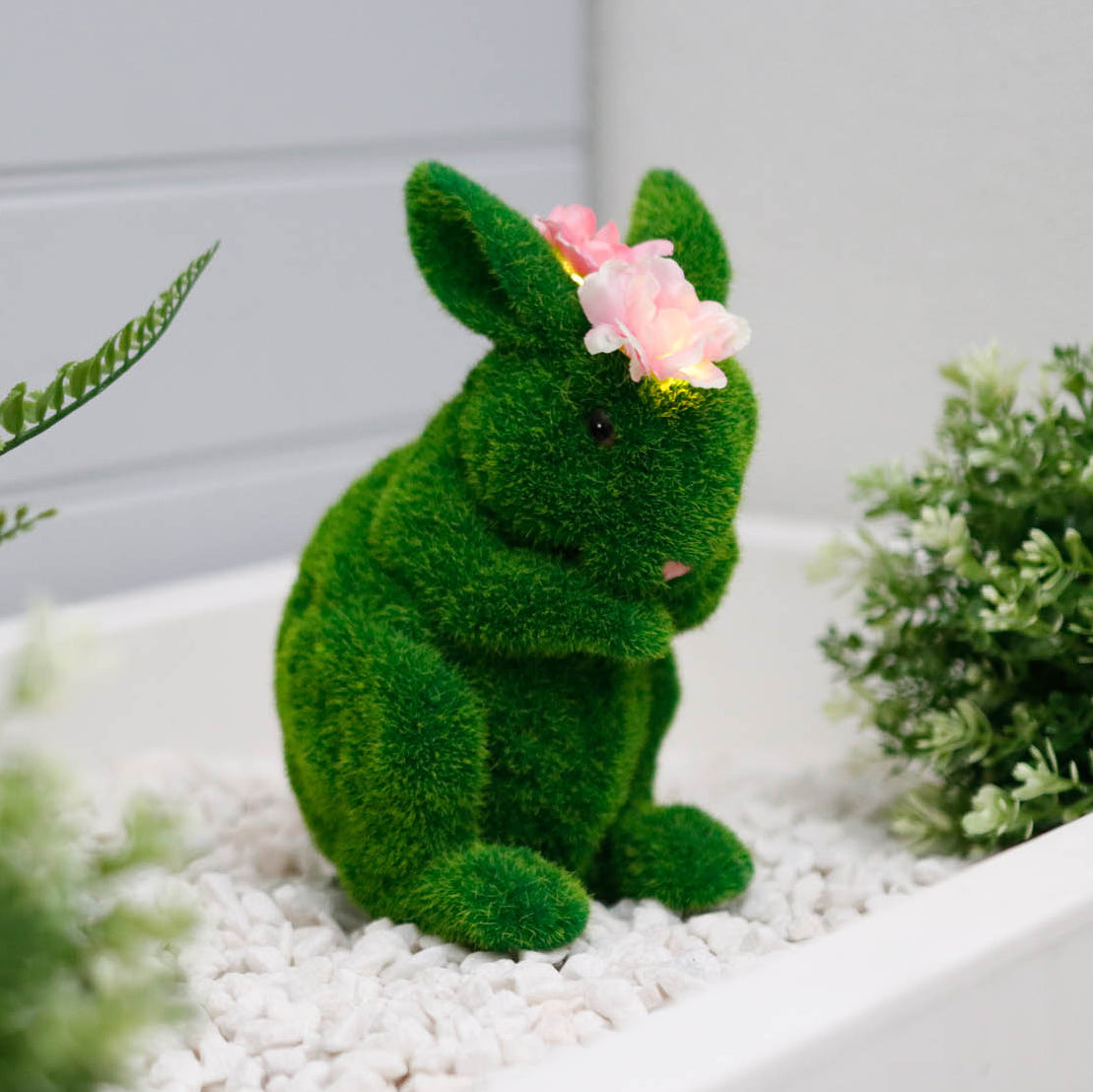 Solar Powered Standing Rabbit with Single Flower