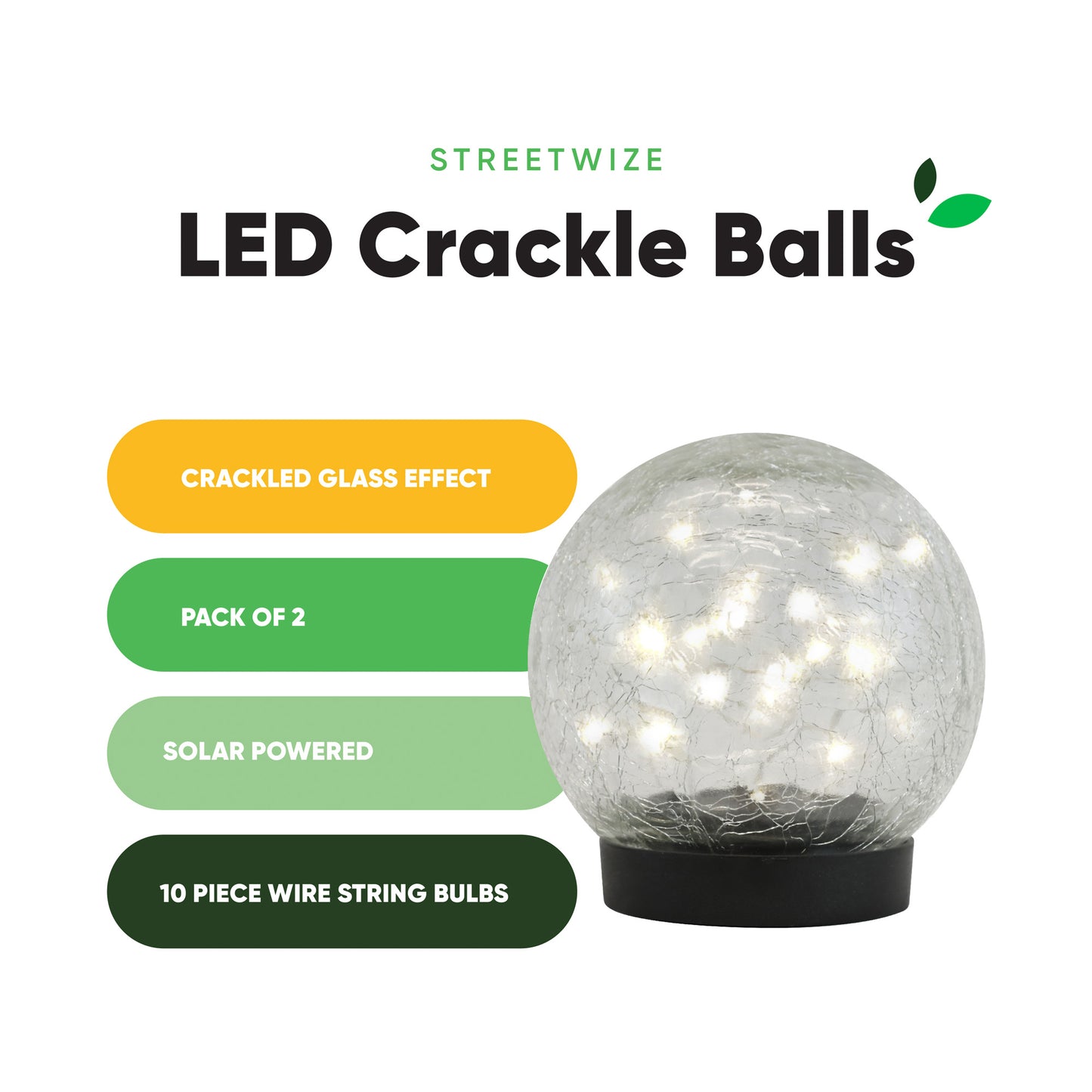 Pair of Solar Powered LED Crackle Balls