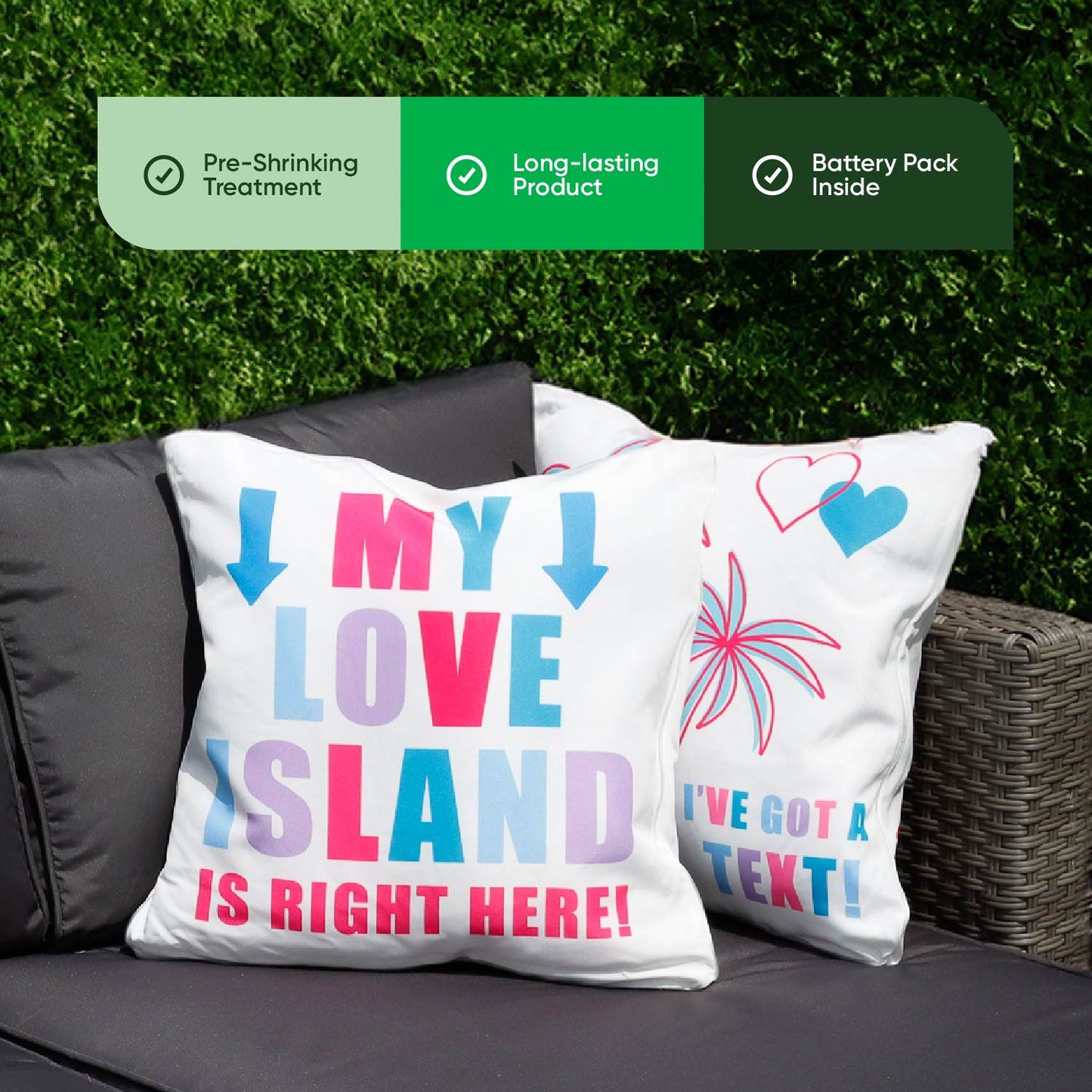 Pair of Light Up Love Island Scatter Cushions