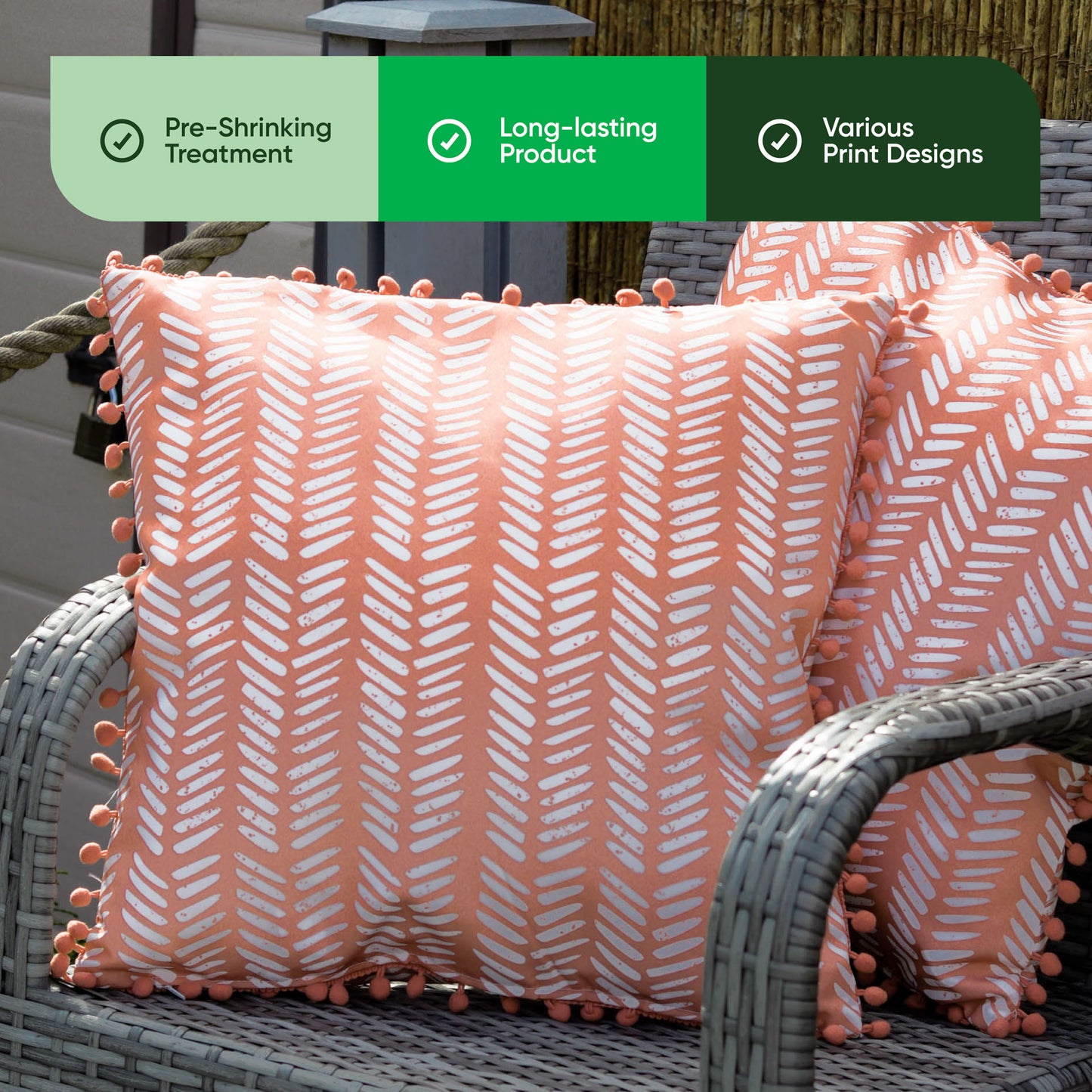 Outdoor Pair Of Scatter Cushions - Terracota Fern