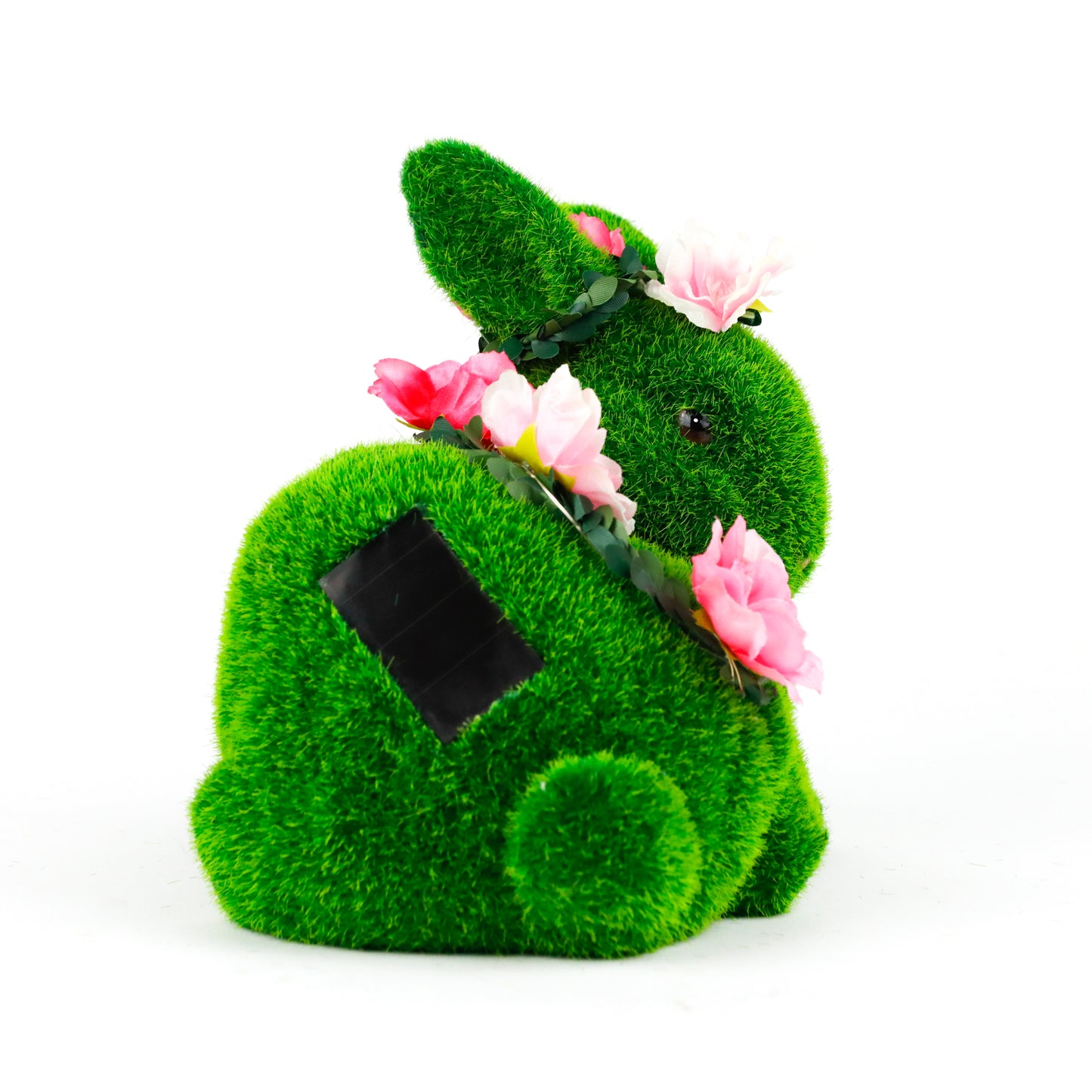 Solar Powered Sitting Rabbit with Multiple Flowers