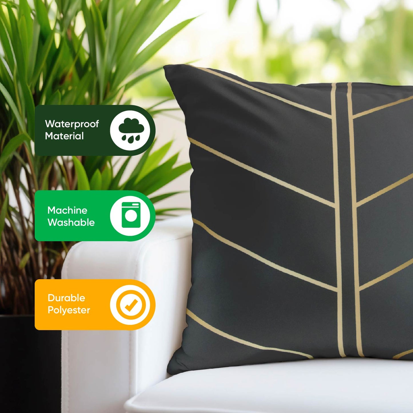 Outdoor Pair Of Scatter Cushions - Gold Palm