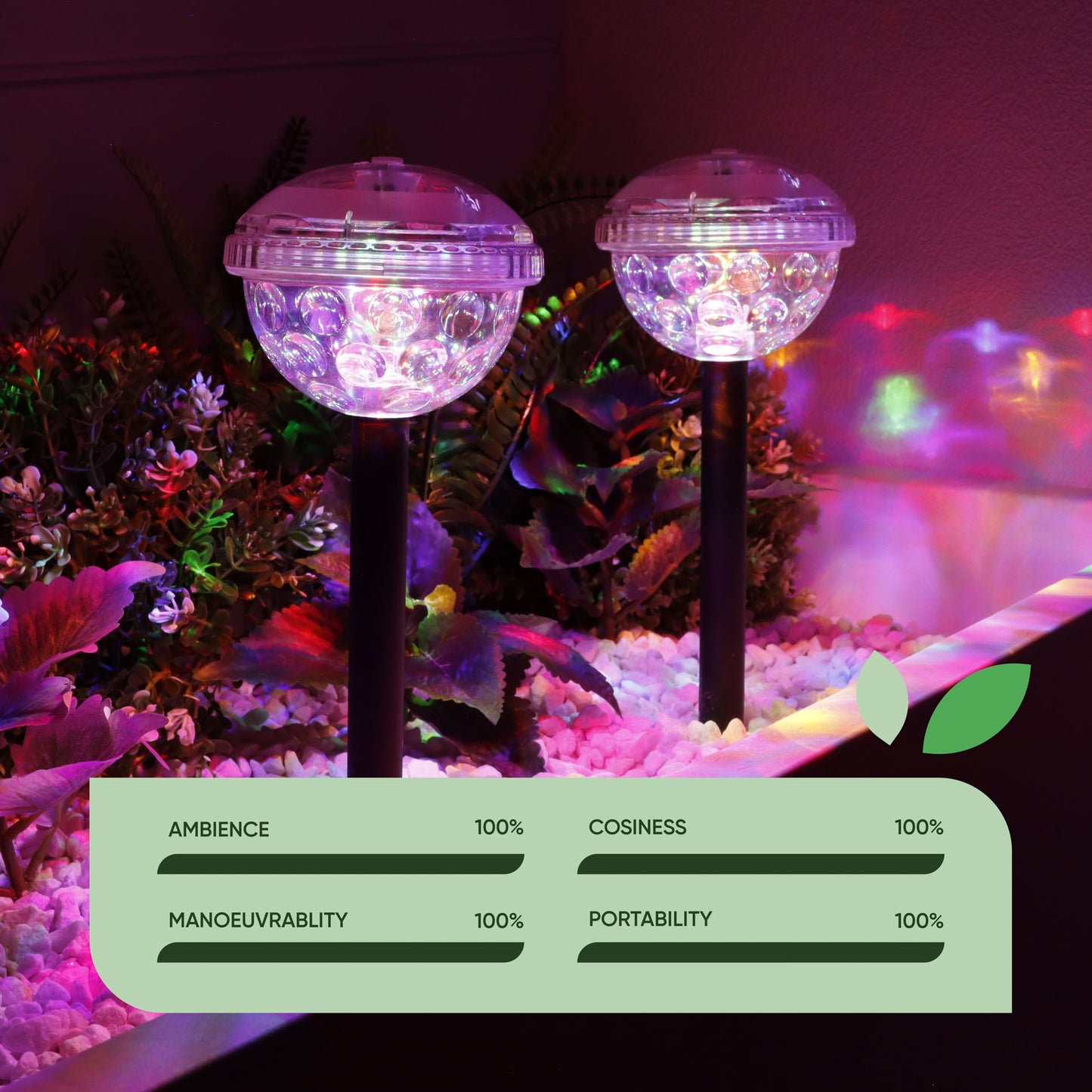 Pair of Solar Disco Stake LED Lights