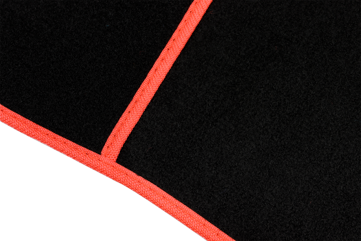 4 Piece Black Velour Mat Set with Red Bind