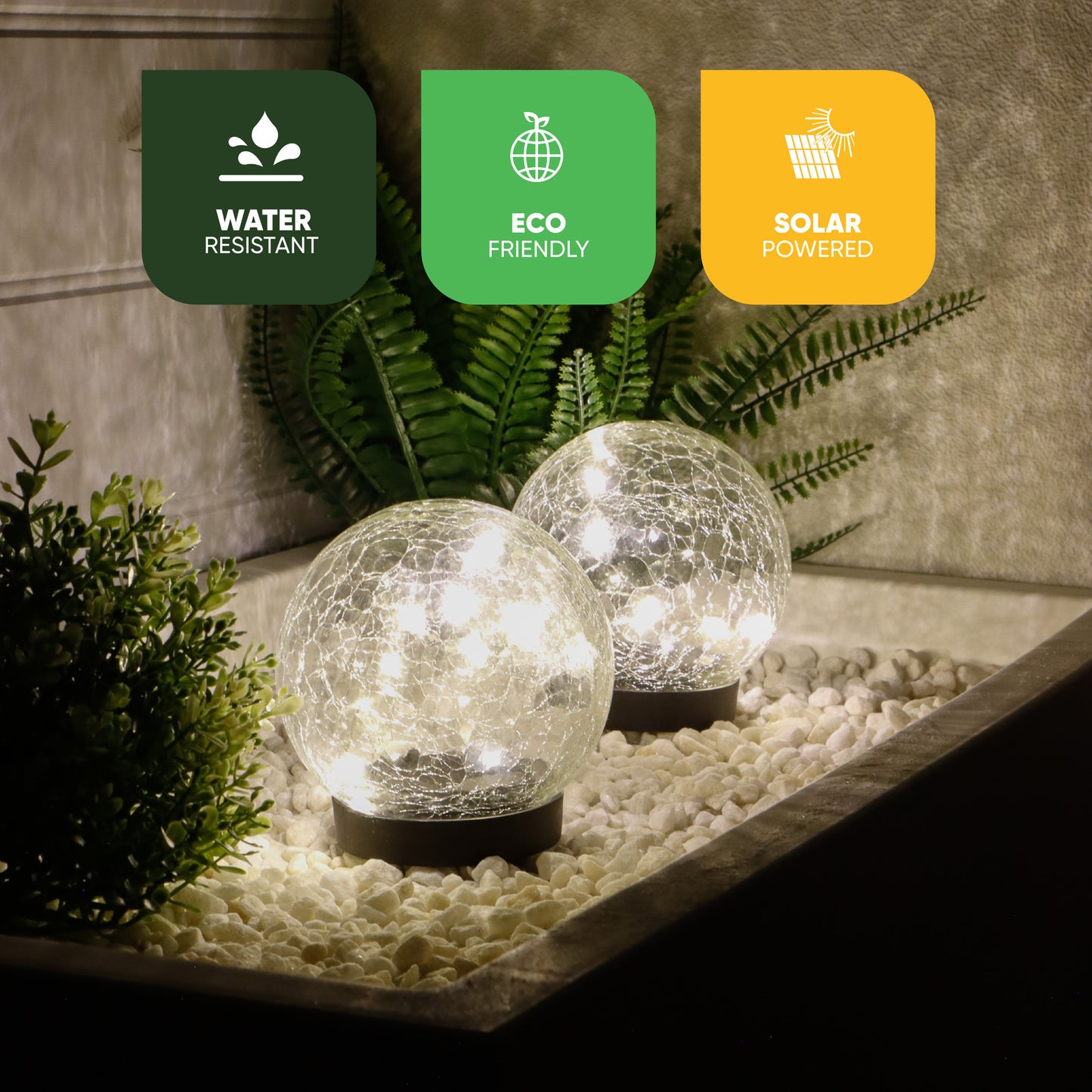 Pair of Solar Powered LED Crackle Balls