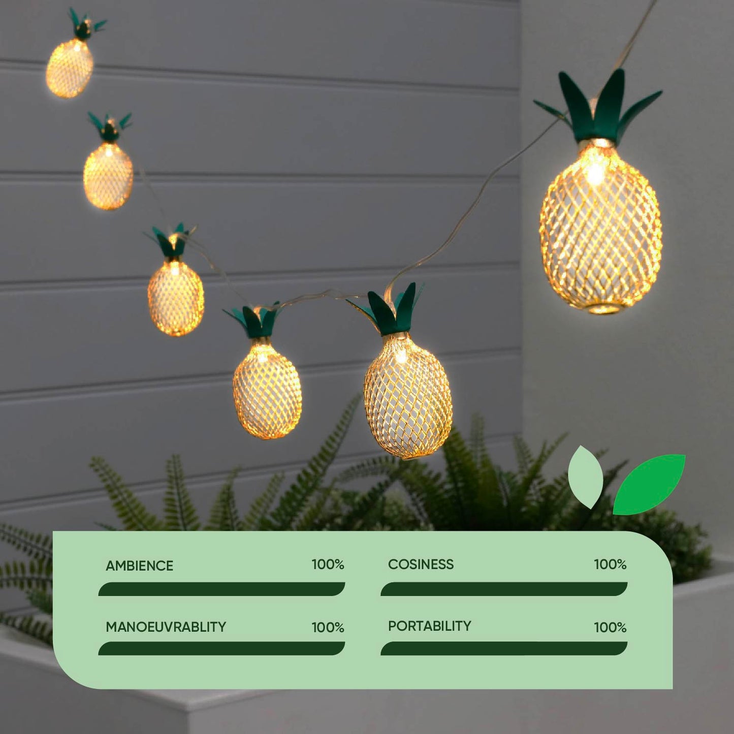 Solar Pineapple Lantern LED String Lights