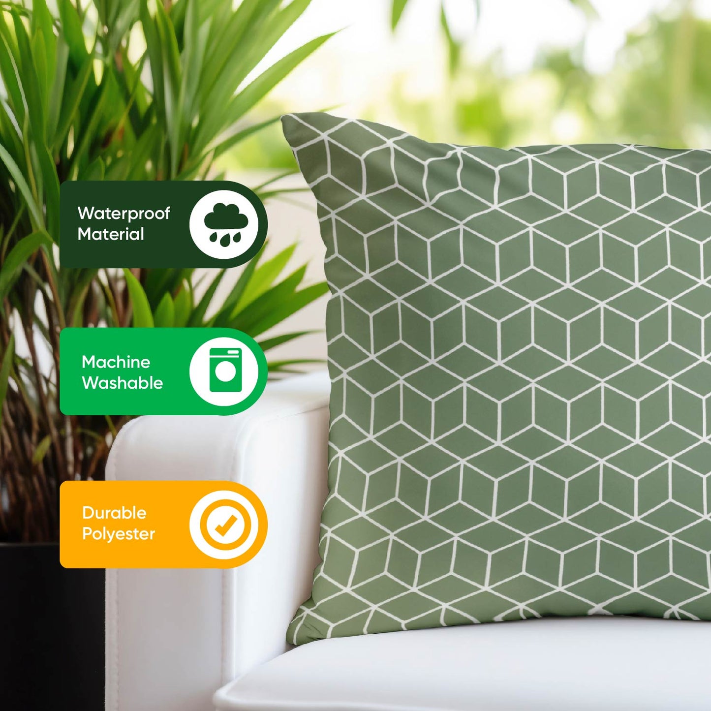 Outdoor Pair Of Scatter Cushions - Green Cube