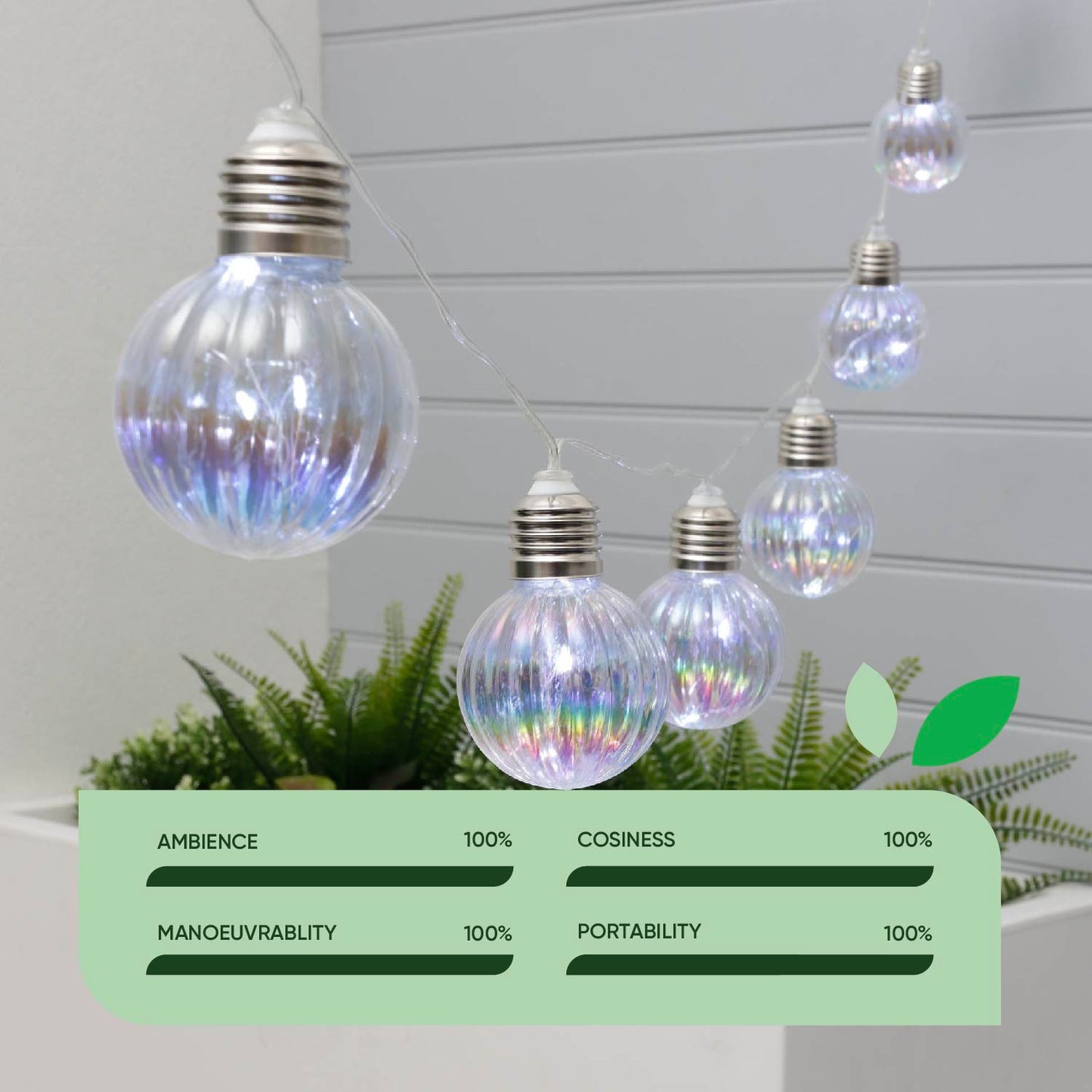 Solar Iridescent LED Bulb String Lights