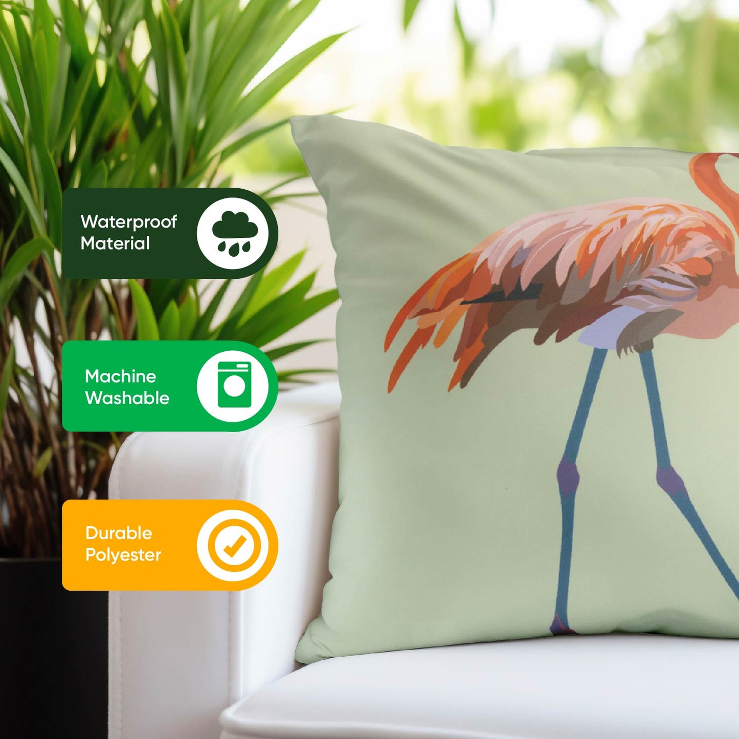 Outdoor Pair Of Scatter Cushions - Solo Flamingo