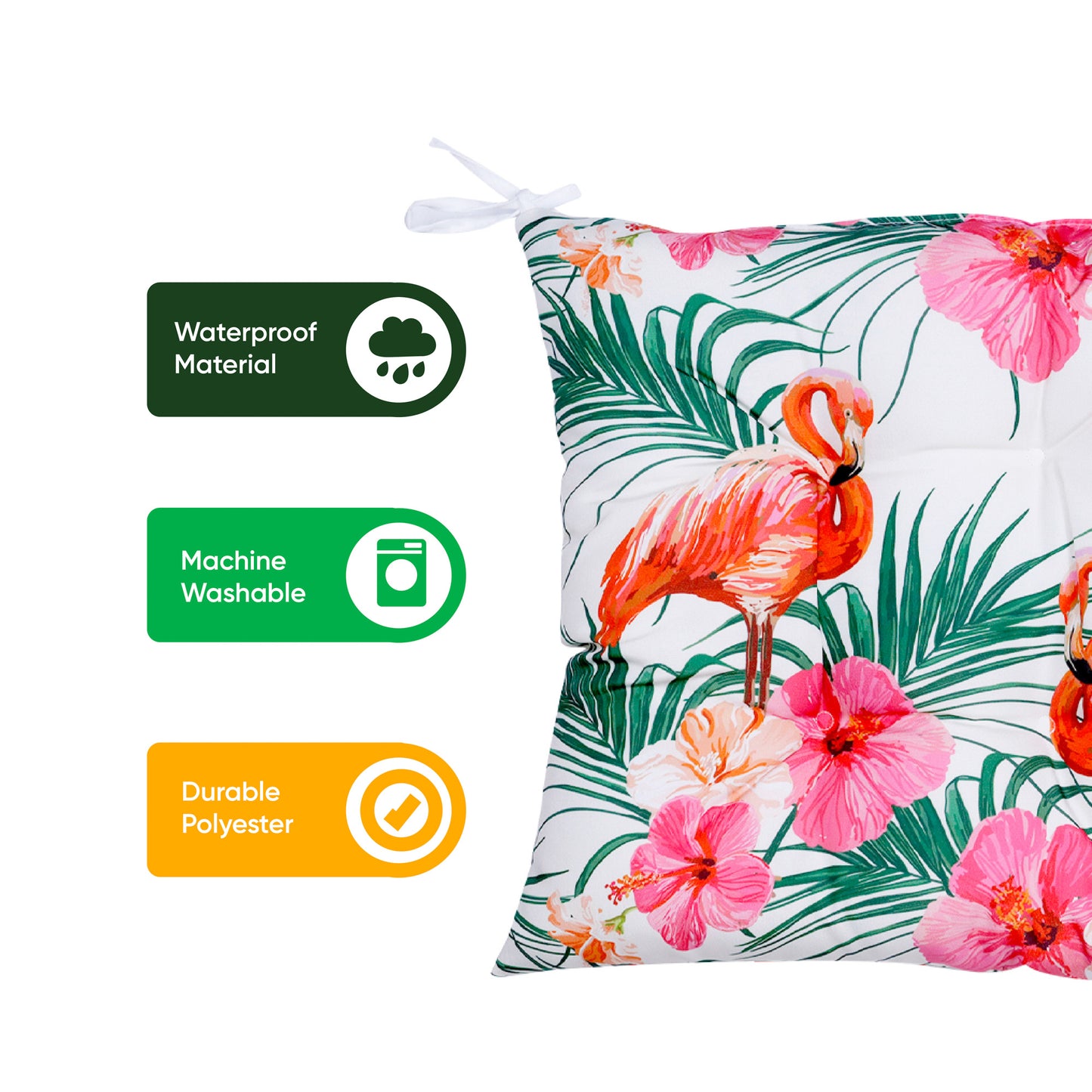 Outdoor Pair Of Seat Cushions - Flamingo Palm