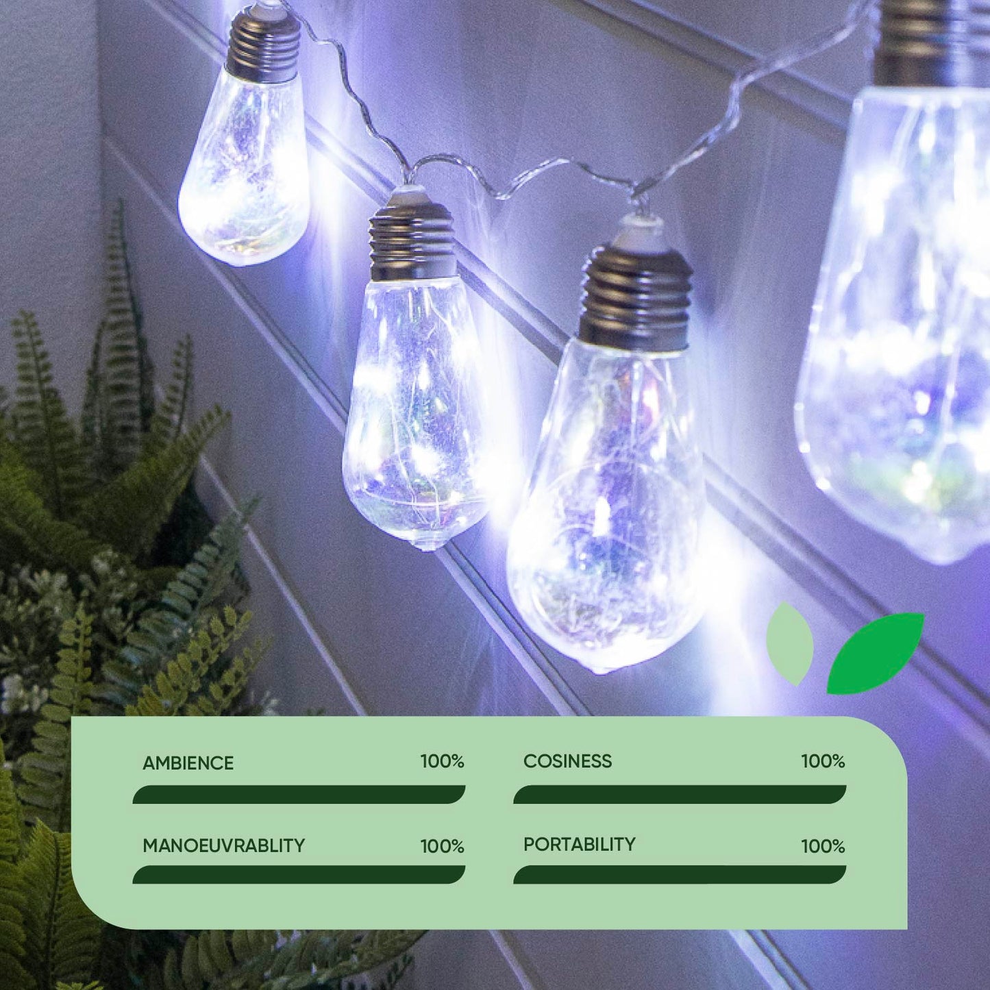 Solar Tubular LED Bulb String Lights